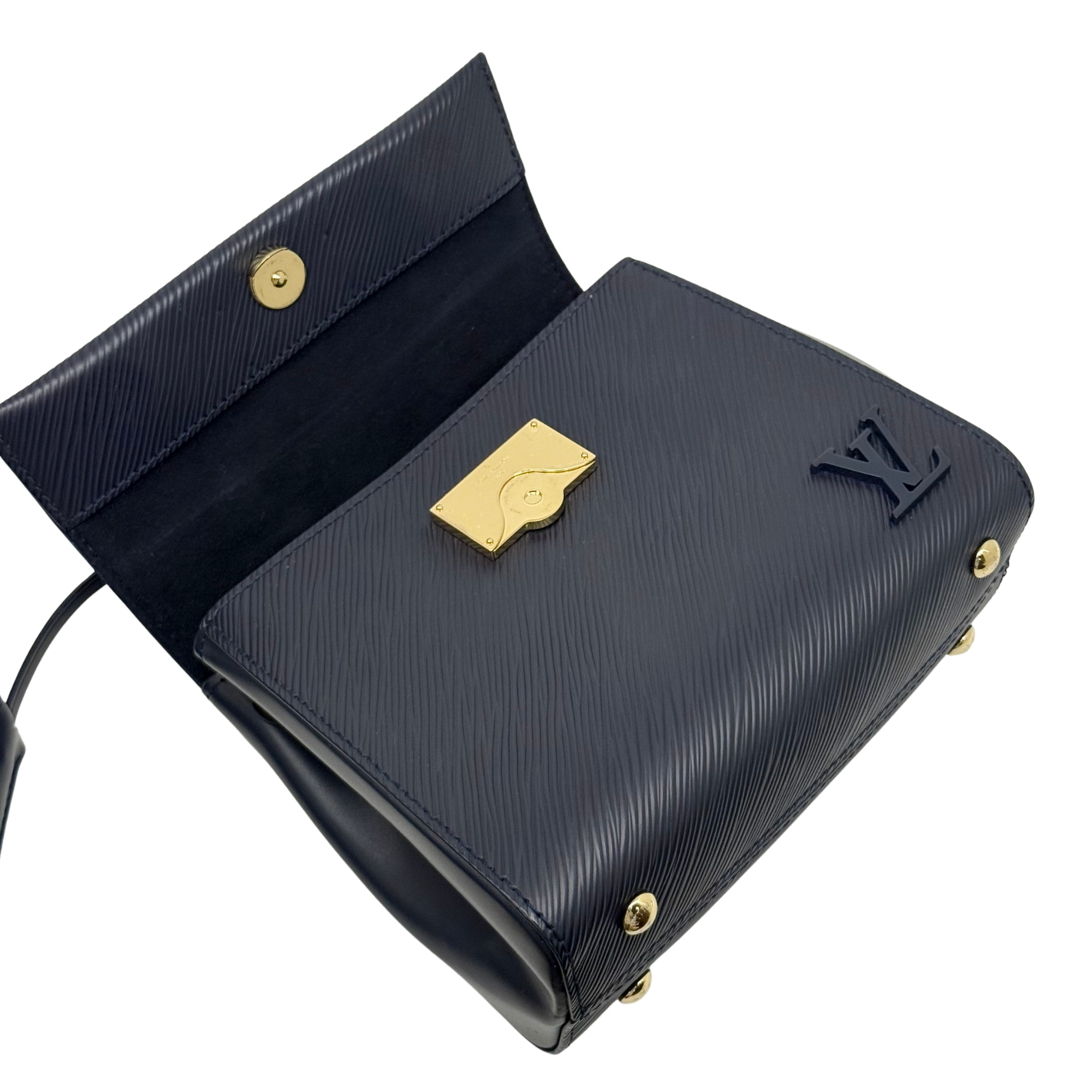 Louis Vuitton Cluny Top Handle Bag Epi Leather Mini Navy Blue (pre-owned)