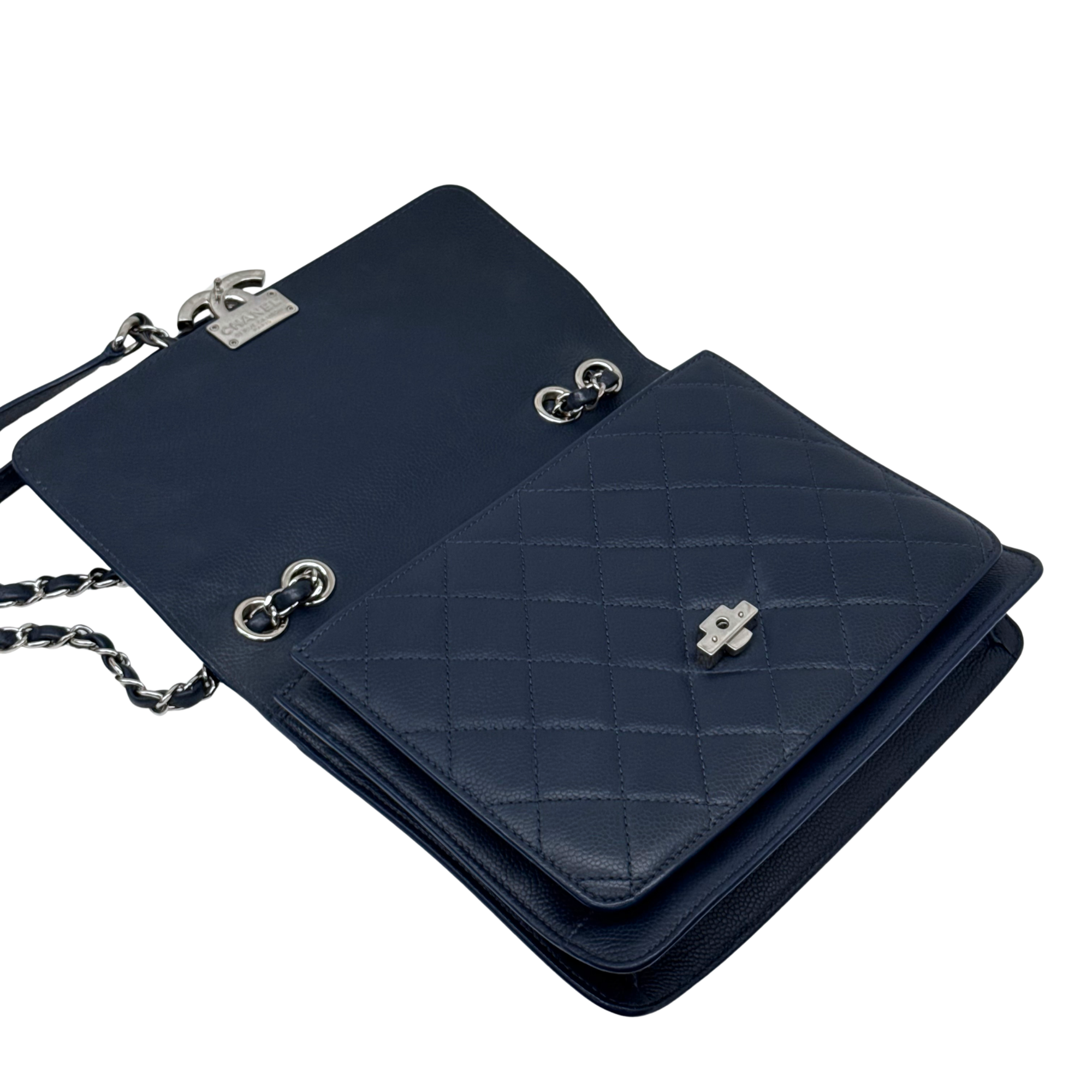 Chanel 2017 Chanel Navy Blue Quilted Leather Urban Companion Flap Bag (pre-owned)