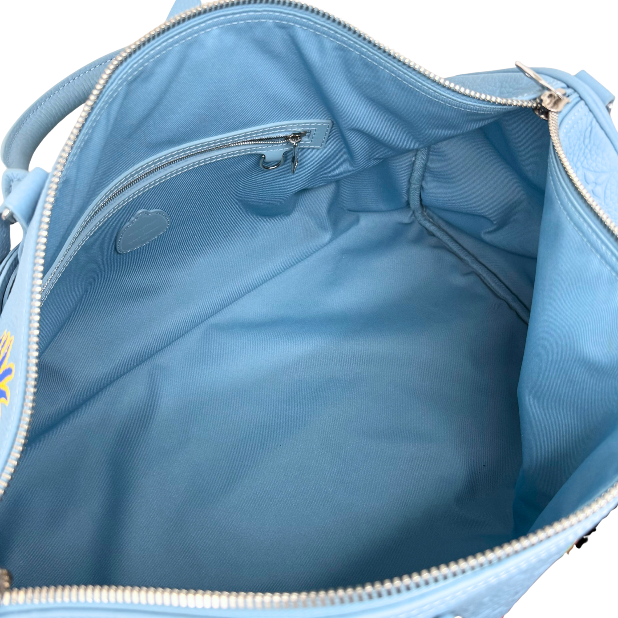 Louis Vuitton x Yayoi Kusama Keepall 50 light blue Taurillon leather (pre-owned)