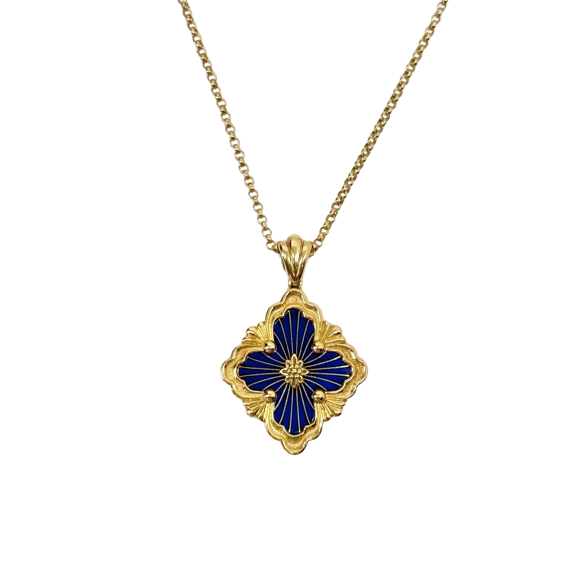Buccellati Opera Tulle Pendant In Yellow Gold With Blue Enamel (pre-owned)