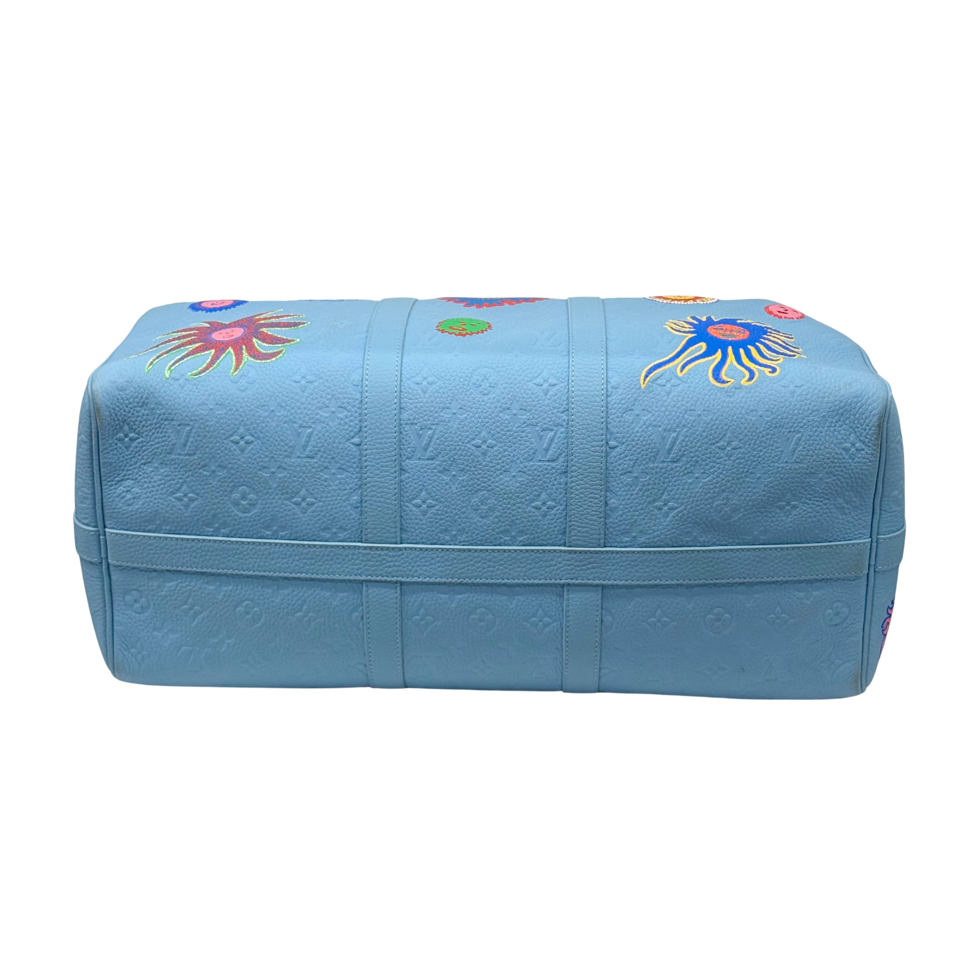 Louis Vuitton x Yayoi Kusama Keepall 50 light blue Taurillon leather (pre-owned)