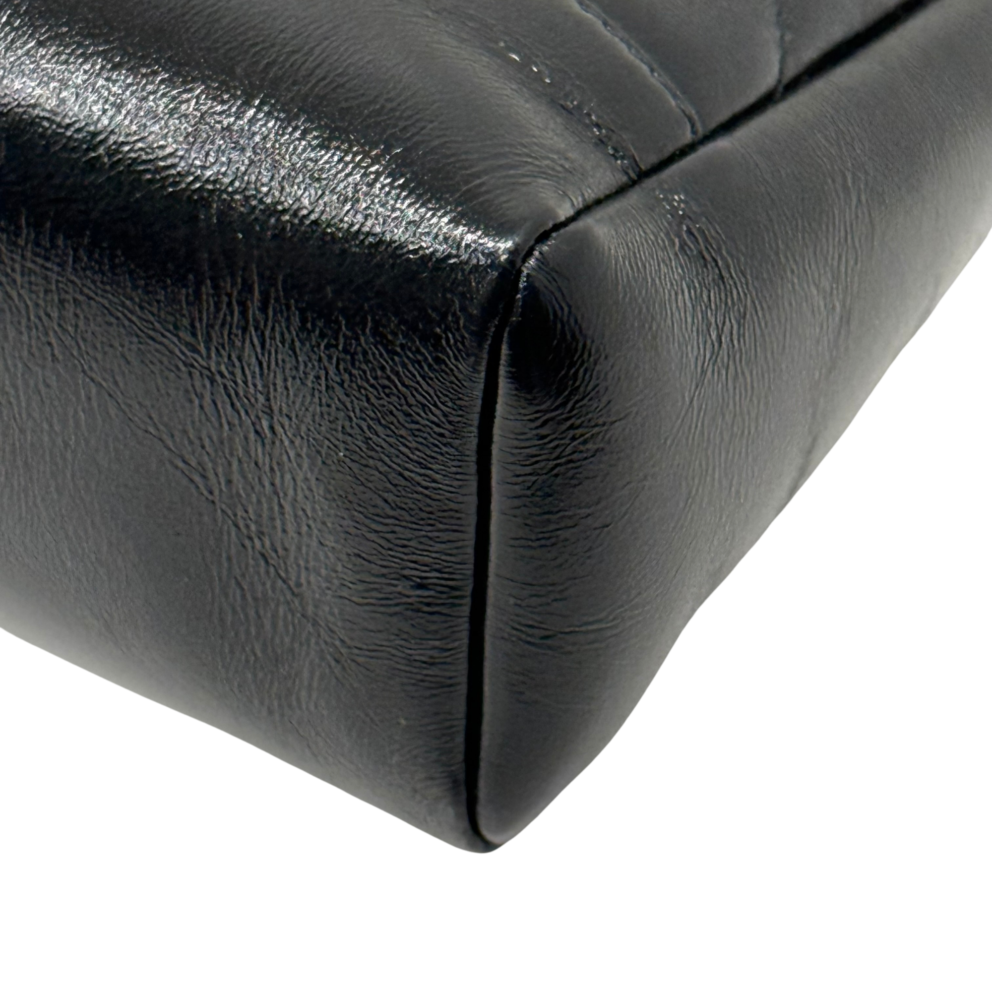 Chanel black bag leather handle