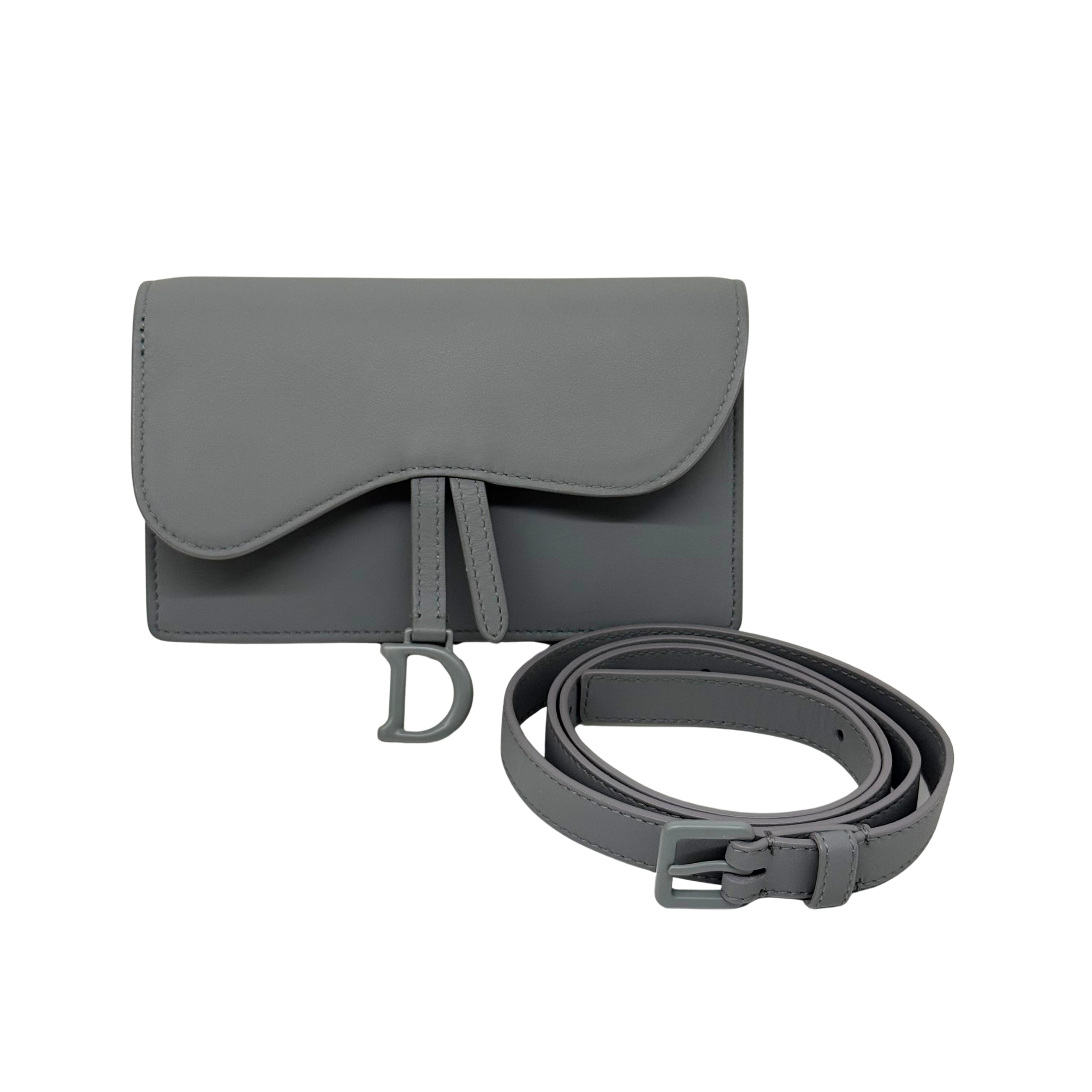 Dior Saddle Grey Leather Belt Bag (pre-owned)
