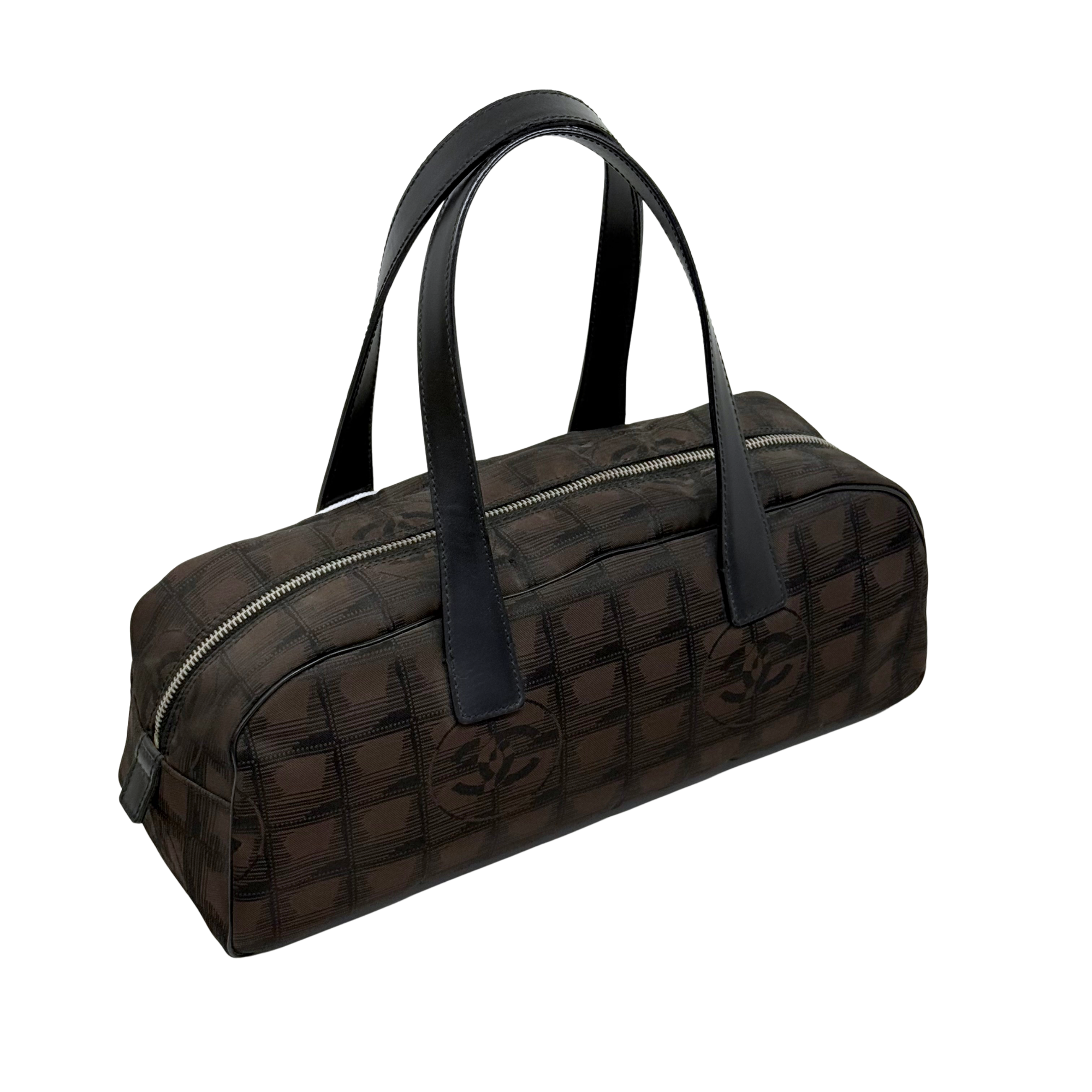 Chanel Travel Line Black Printed Nylon Bowler (pre-owned)
