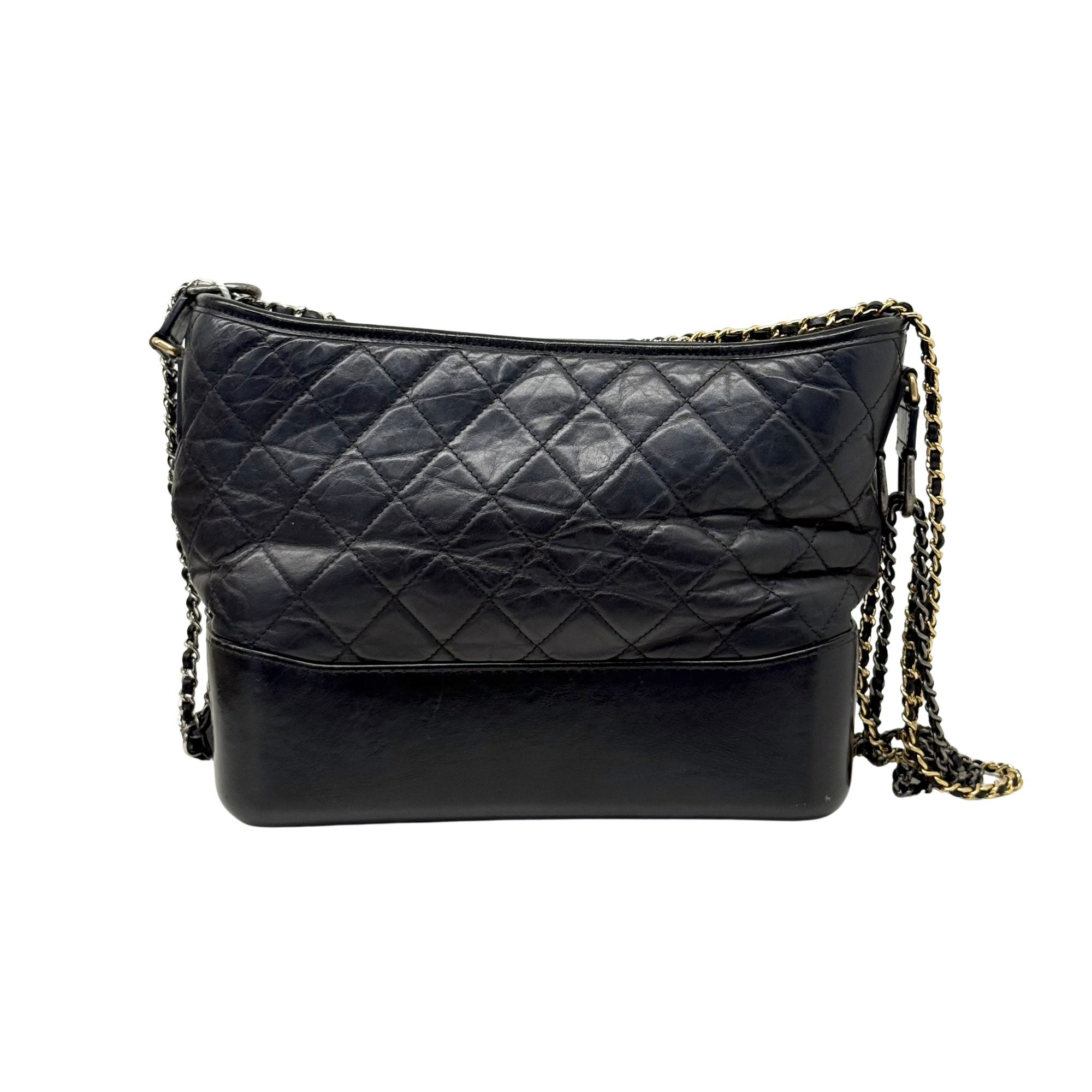 Chanel Black Aged Calfskin Quilted Medium Gabrielle Hobo Bag (Pre-owned)