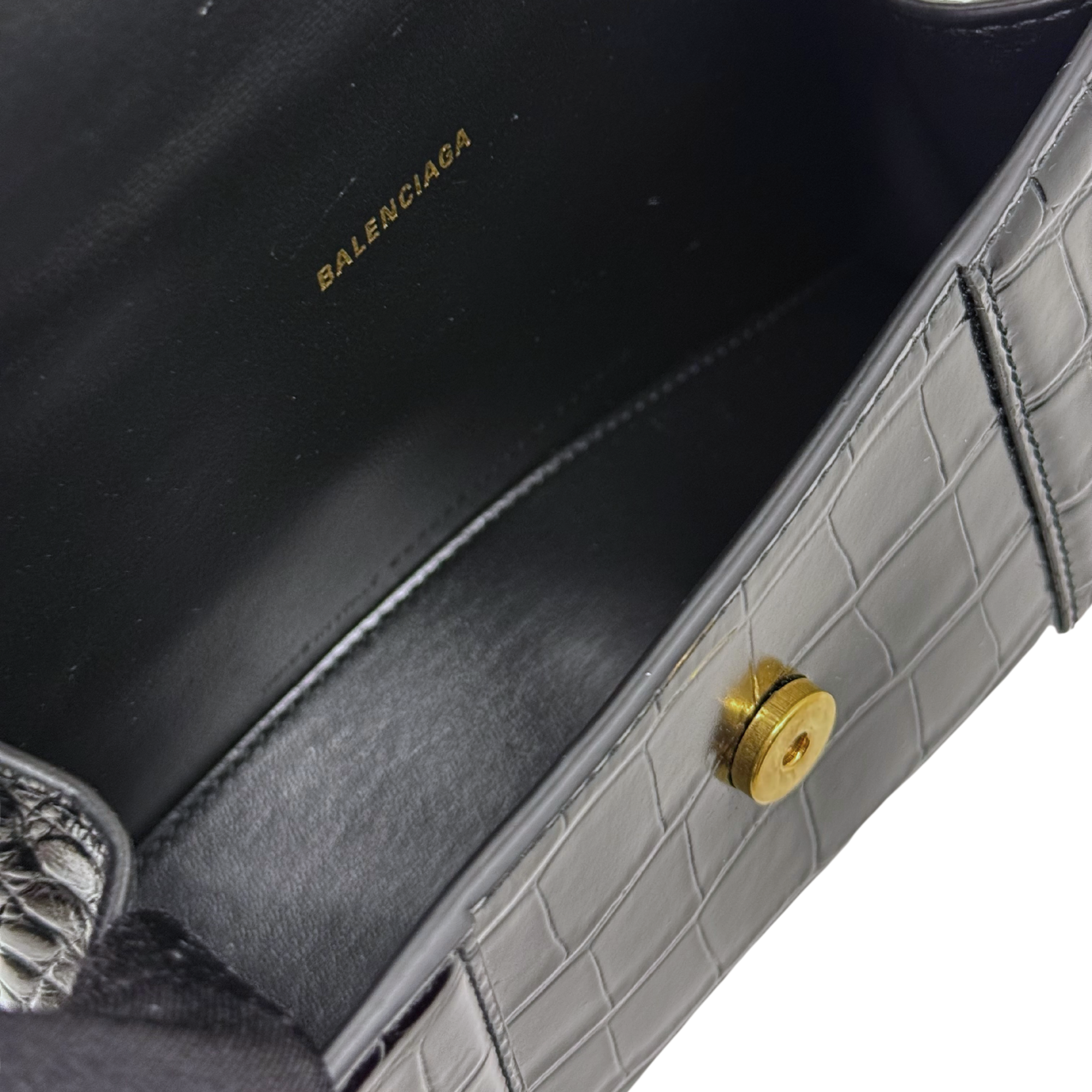 Balenciaga Crocodile-embossed leather Hourglass XS top-handle bag black (brand new)