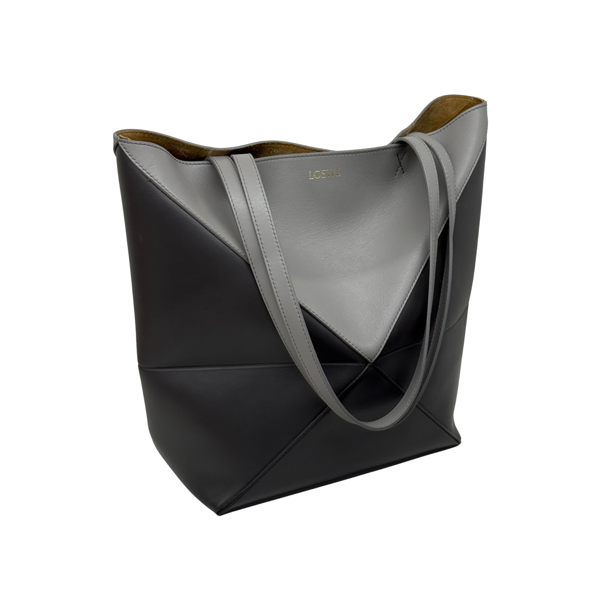 Loewe Grey Puzzle Fold Medium Leather Tote Bag (pre-owned)