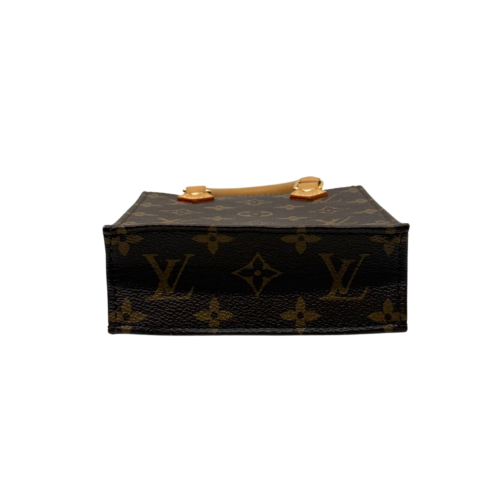 Pre-owned Louis Vuitton monogram handbag top view with handles and gold-tone hardware