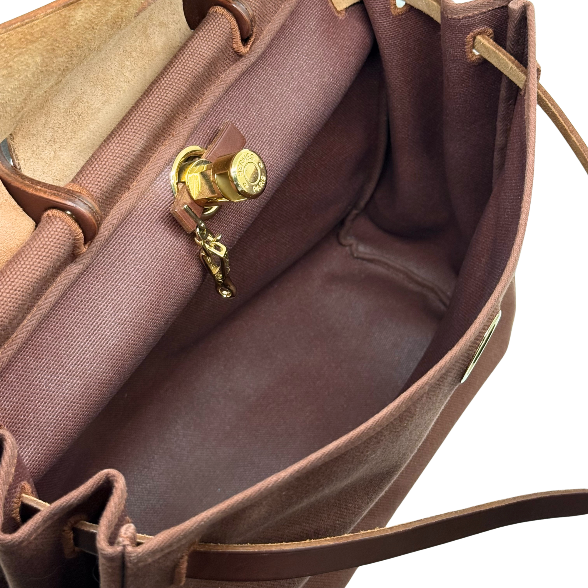 Hermes Toile Calfskin Herbag 39 GM Rouge H (pre-owned)