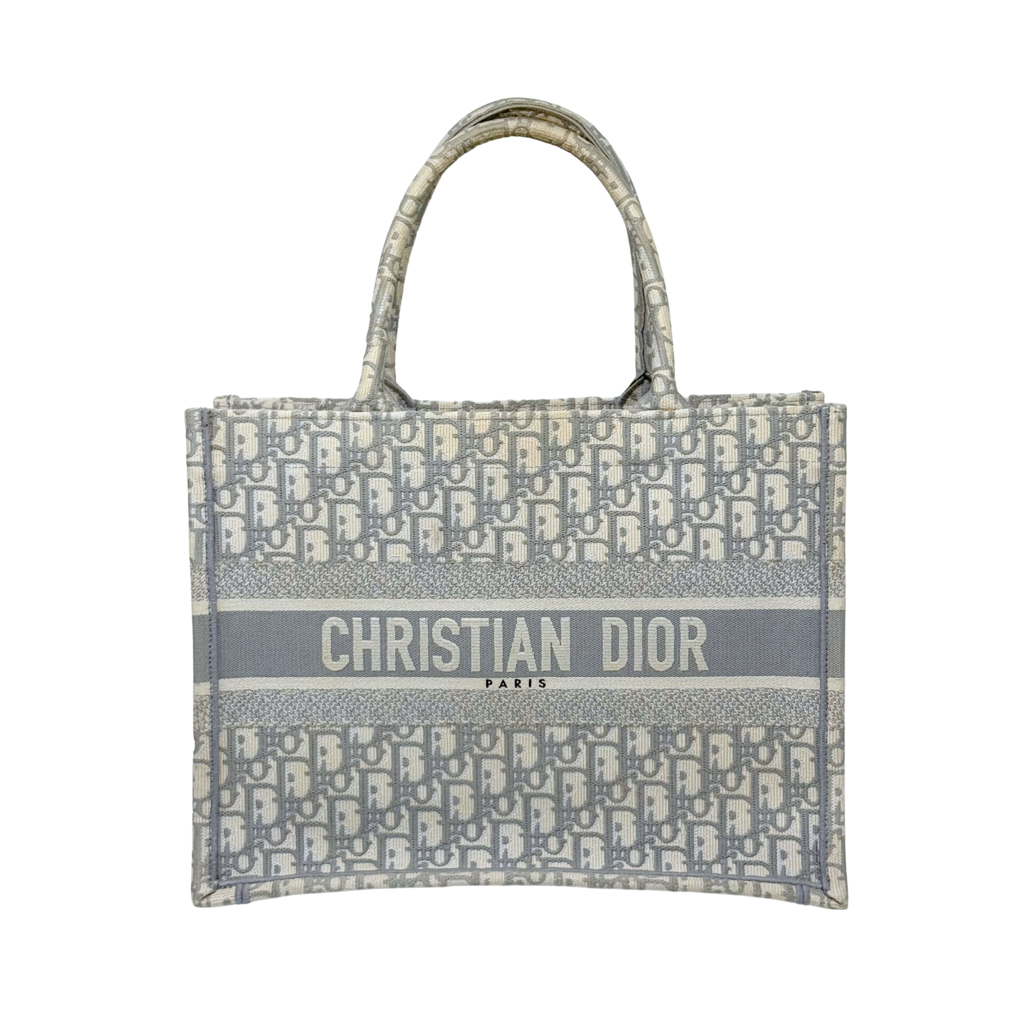 Christian Dior Oblique Book Tote Medium Grey Canvas Tote Bag (pre-owned)