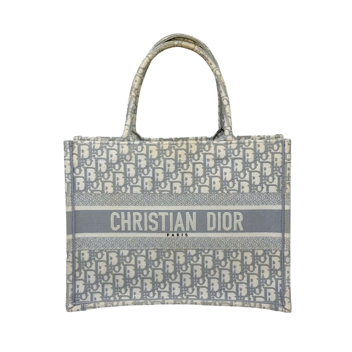 Christian Dior Oblique Book Tote Medium Grey Canvas Tote Bag (pre-owned)
