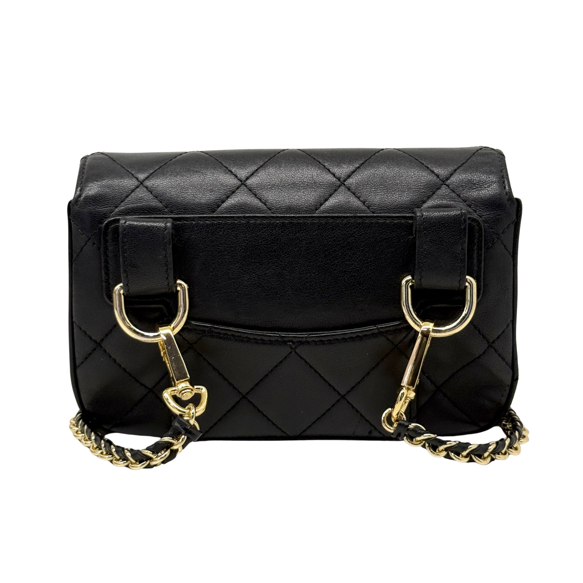 Chanel Lambskin Quilted Chain Infinity Waist Belt Bag (pre-owned)