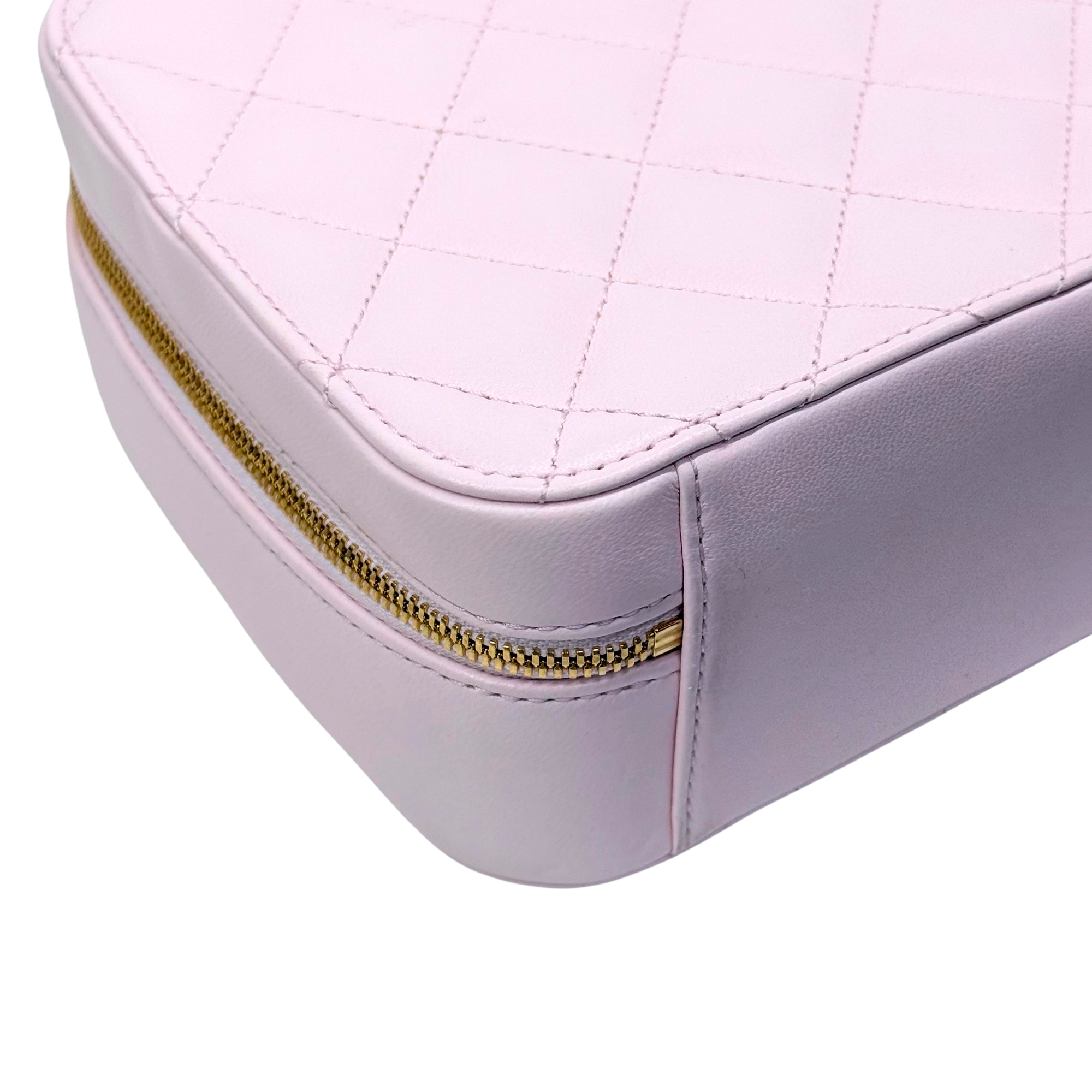 Chanel Pink Vanity Case In Lambskin & Lacquered Metal Microchipped (pre-owned)