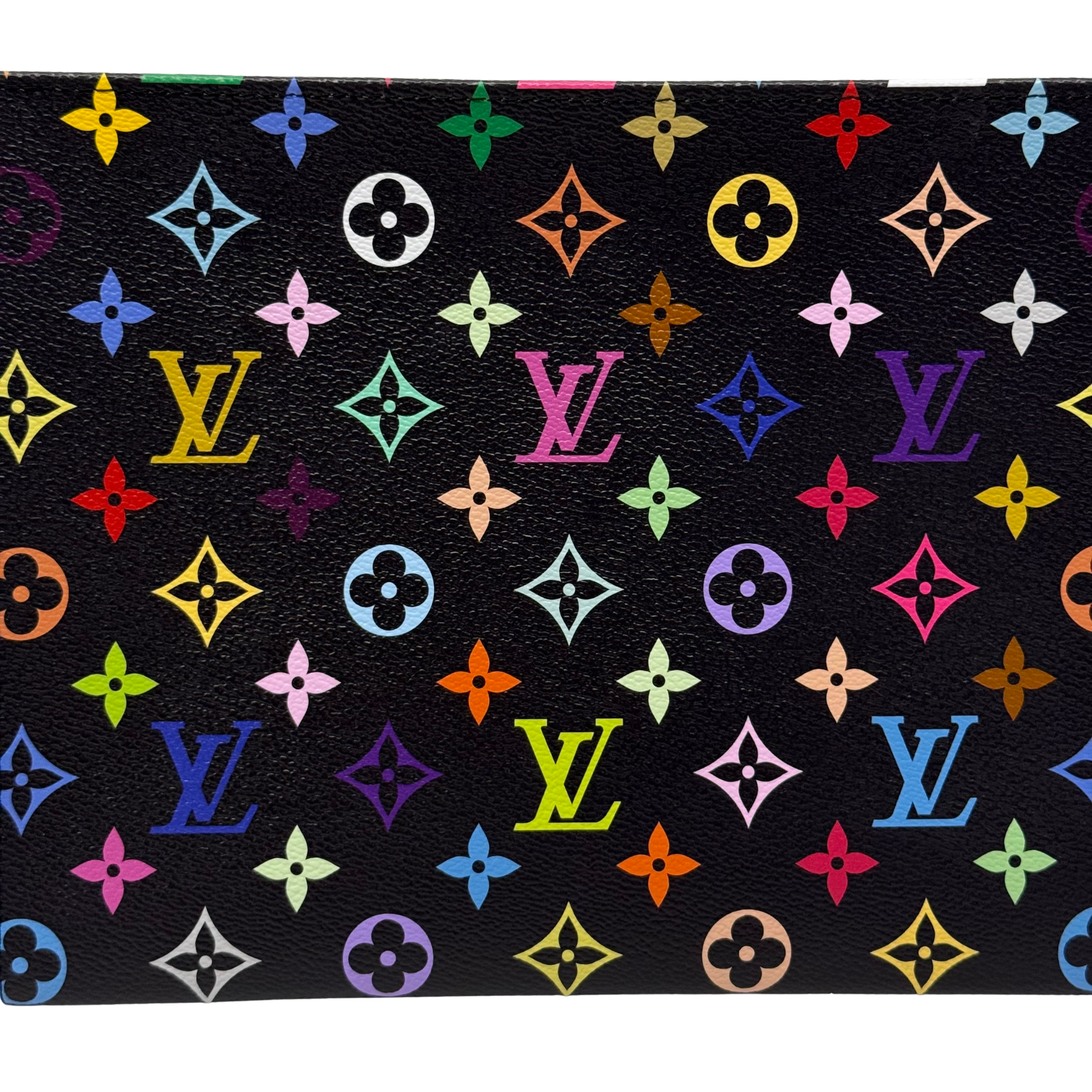 Louis Vuitton multicolor monogram leather pouch all-over pattern on black base