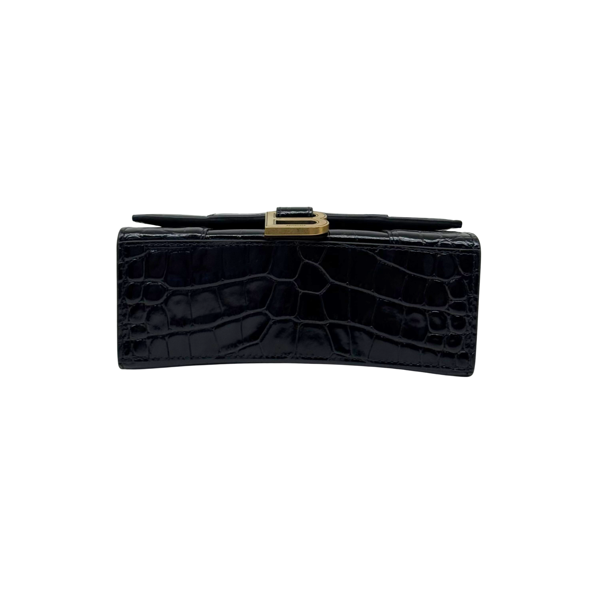 Balenciaga Crocodile-embossed leather Hourglass XS top-handle bag black (brand new)