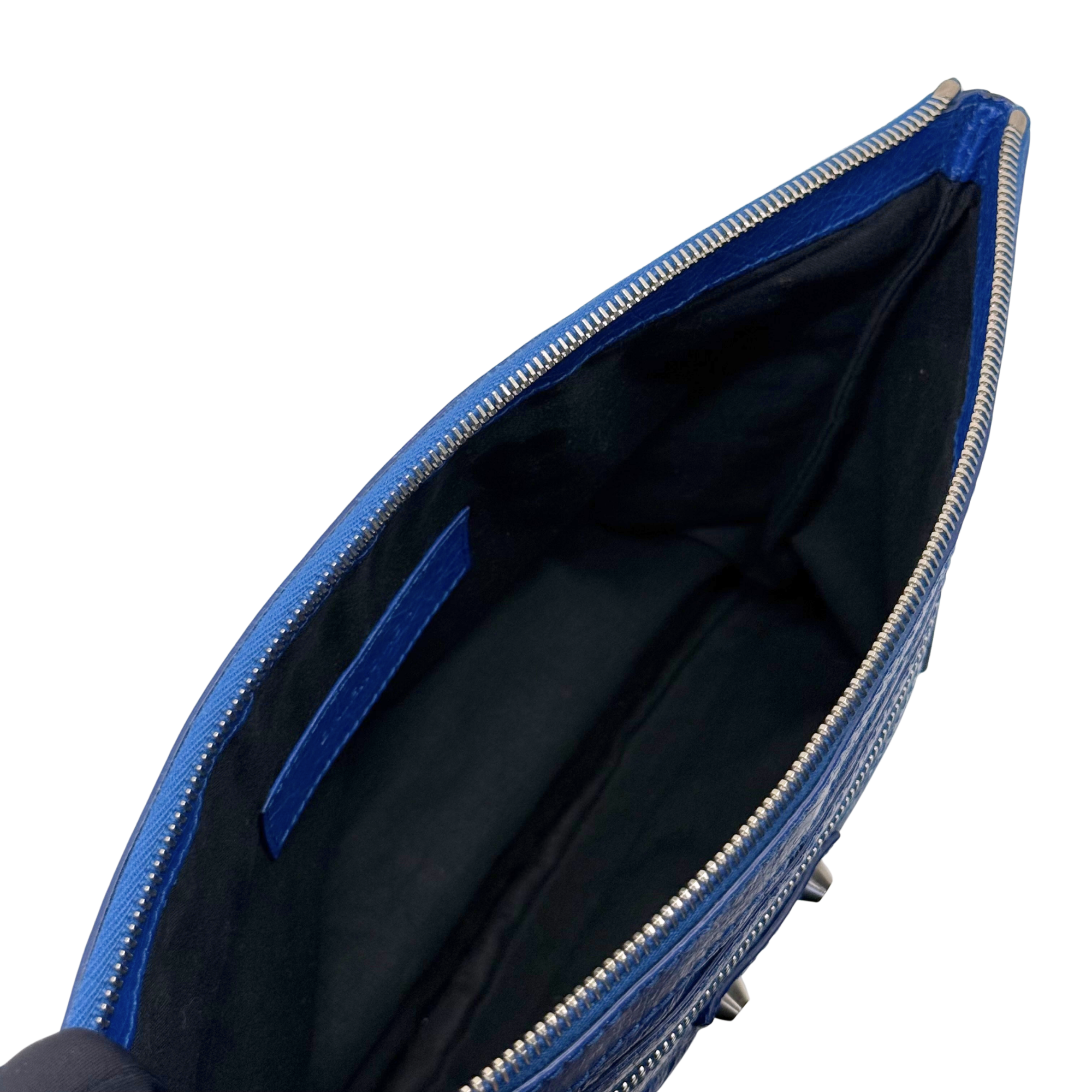 Balenciaga Lambskin Motocross Classic Clip M clutch bag Blue (pre-owned)