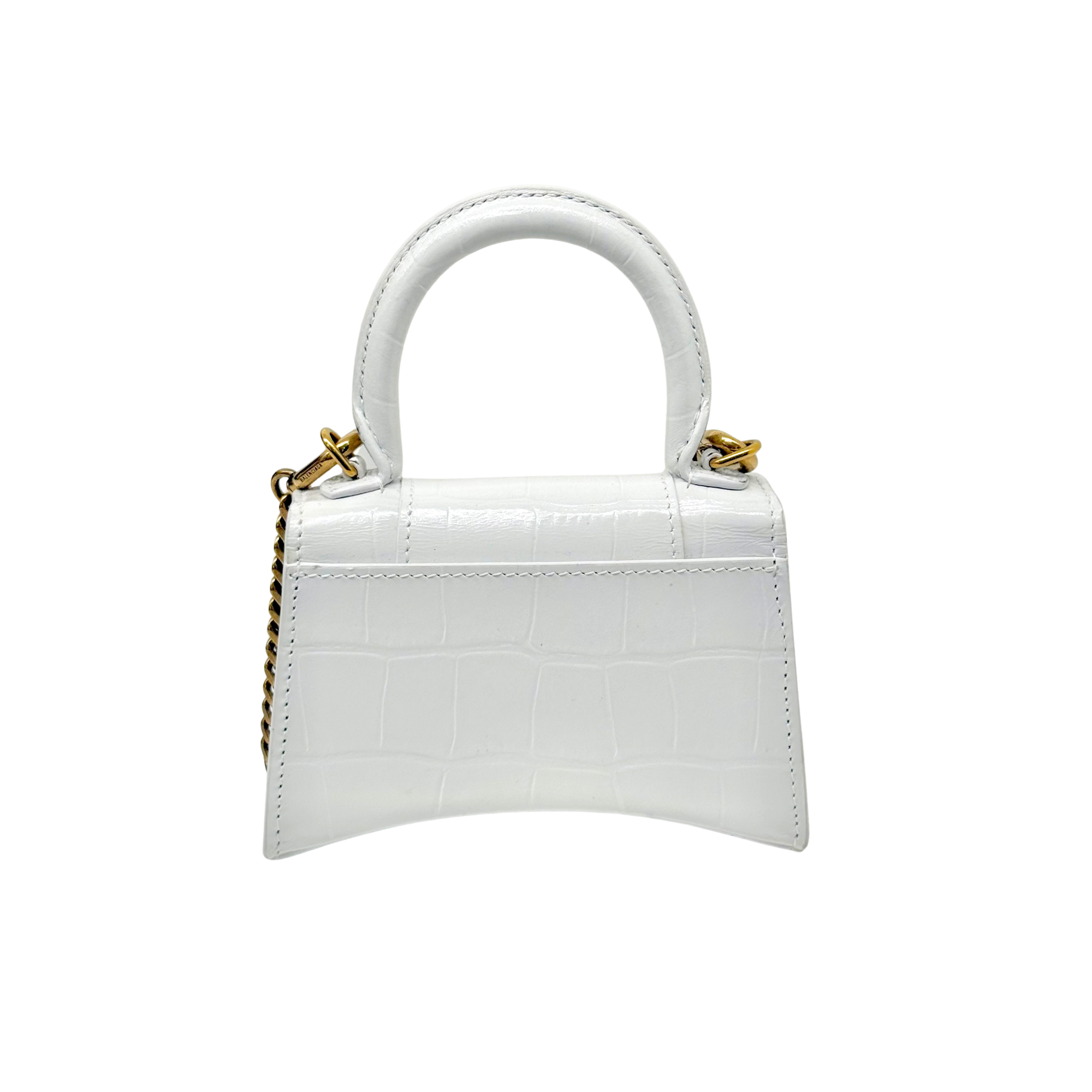 Balenciaga Hourglass Nano Crocodile Embossed Leather Cross-Body Bag Whiye (brand new)