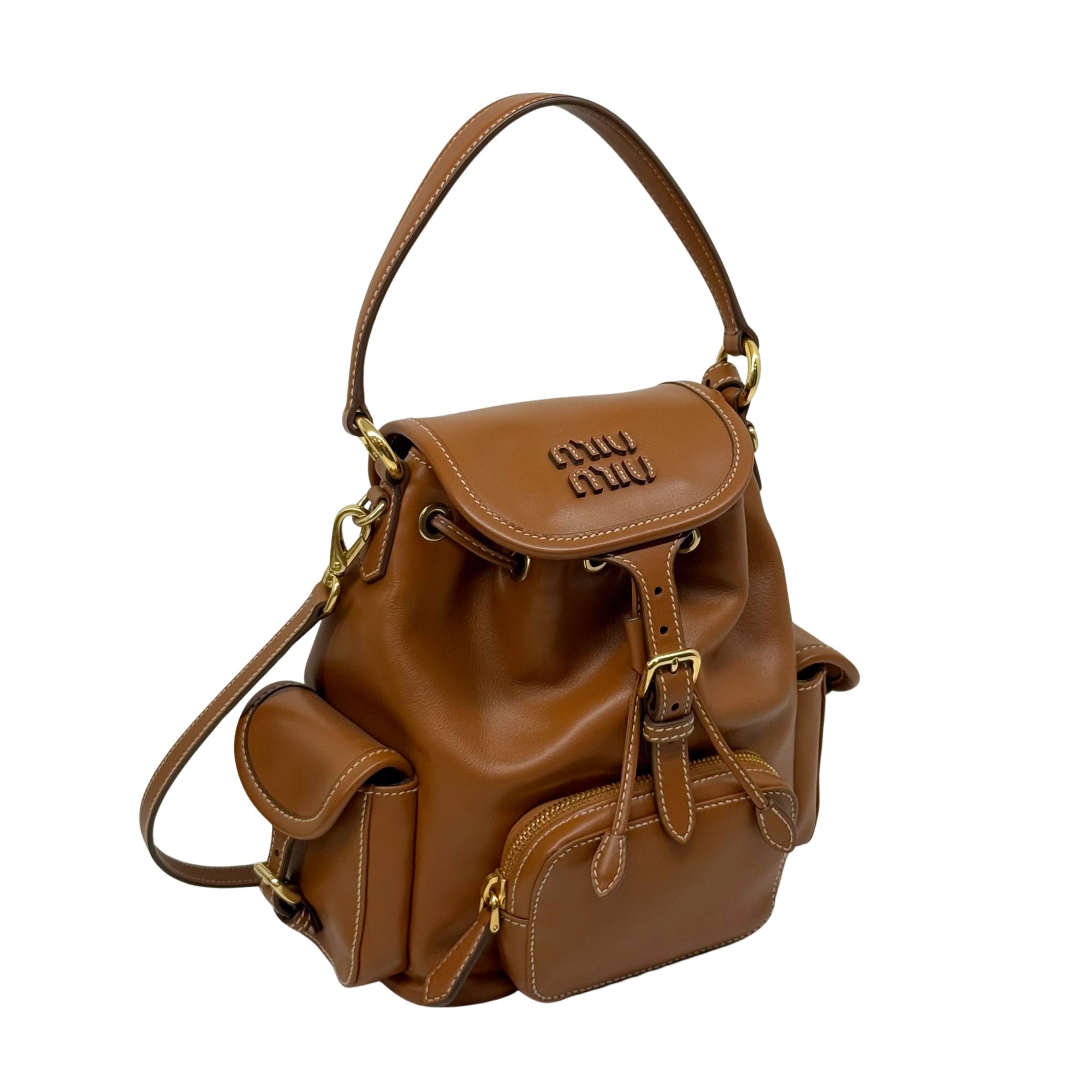 Miu Miu Leather Brown backpack (pre-owned)