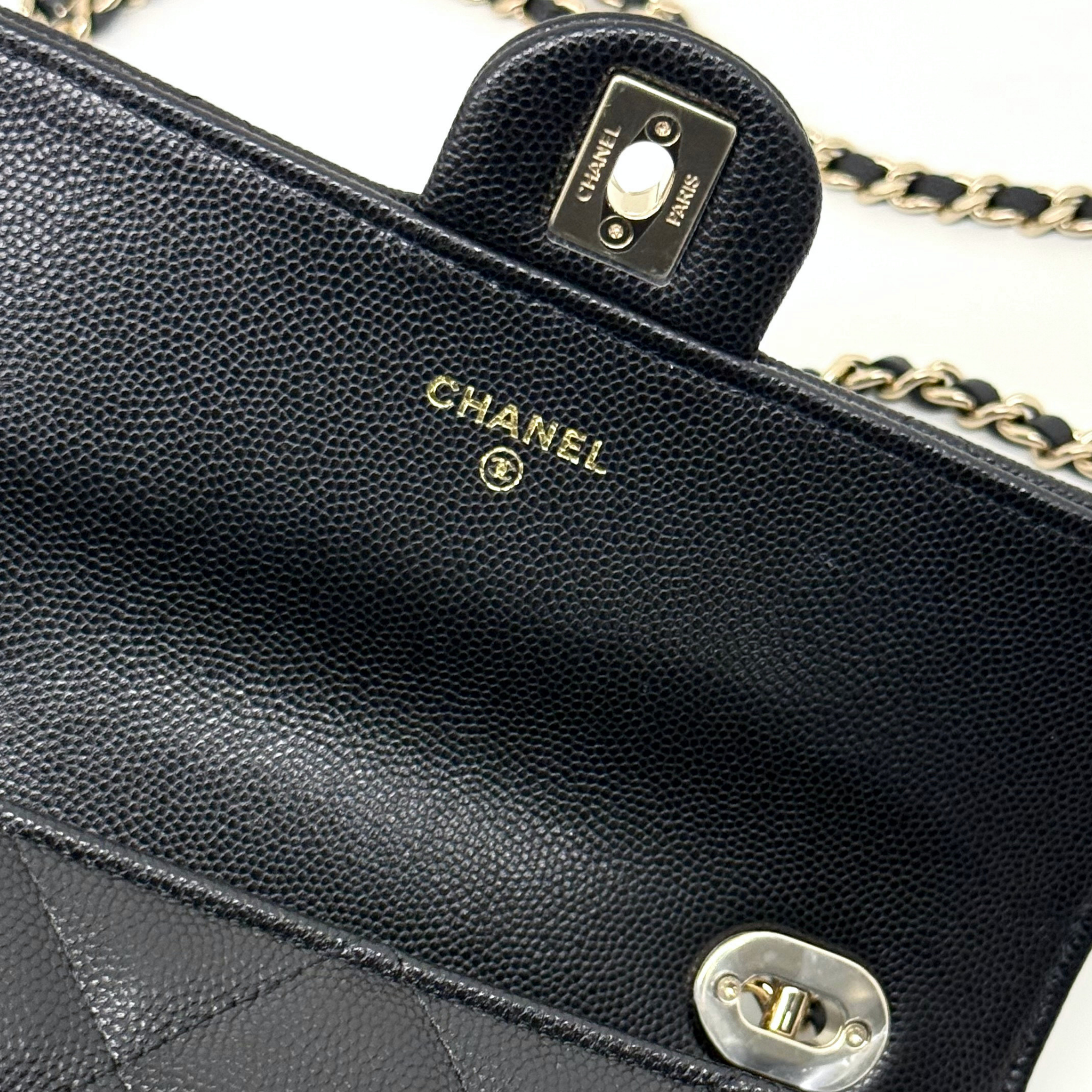 Chanel black bag top handle gold hardware