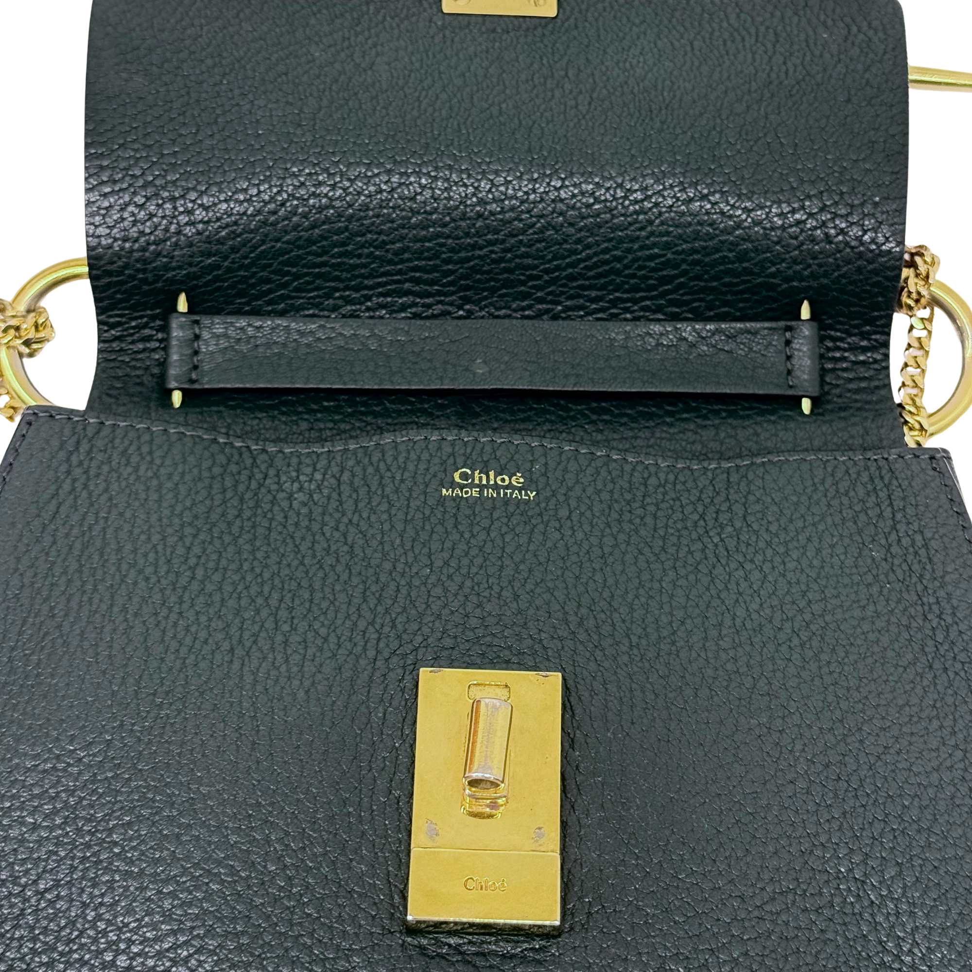 Chloe Green Leather Medium Drew Shoulder Bag (pre-owned)