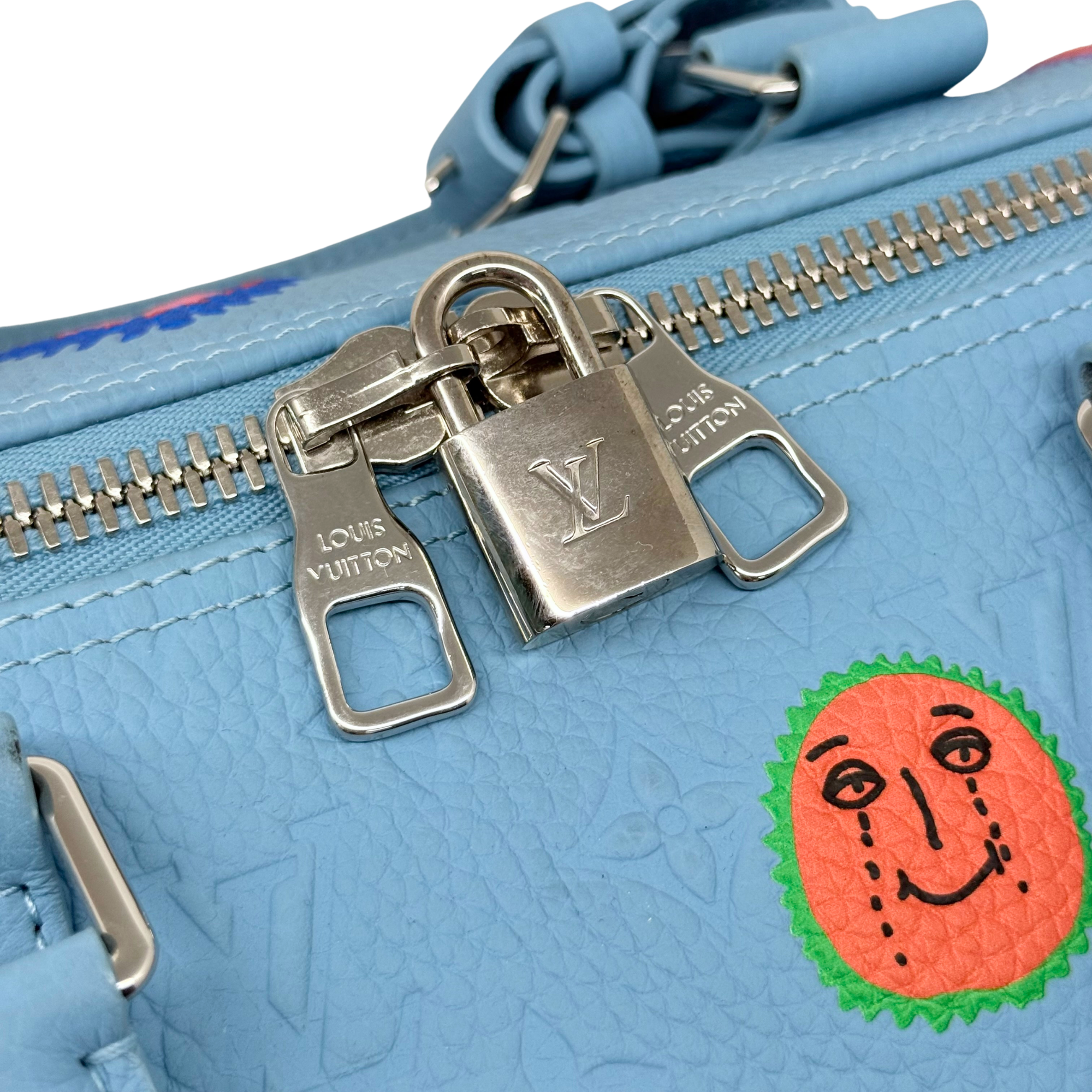 Louis Vuitton x Yayoi Kusama Keepall 50 light blue Taurillon leather (pre-owned)