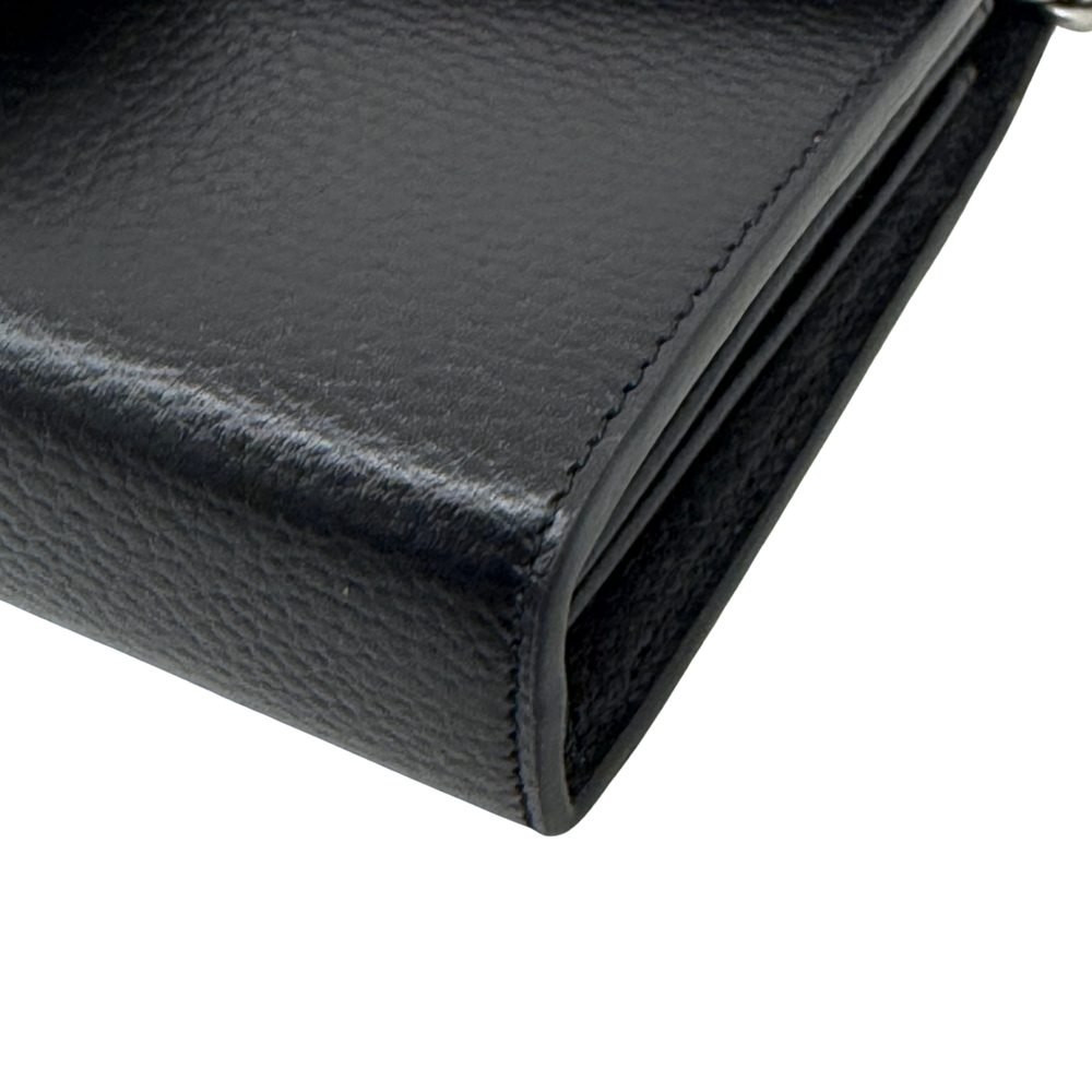 Gucci black leather clutch corner with stitched edge detail