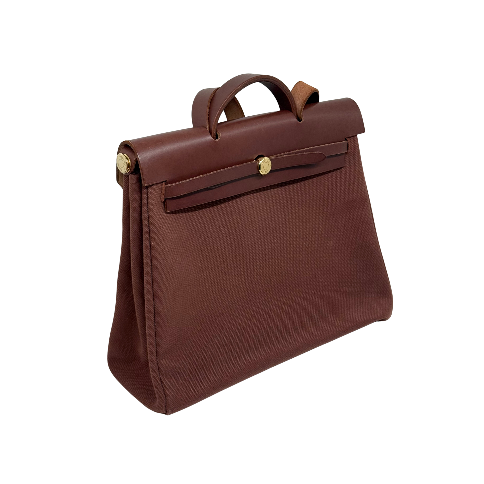 Hermes Toile Calfskin Herbag 39 GM Rouge H (pre-owned)