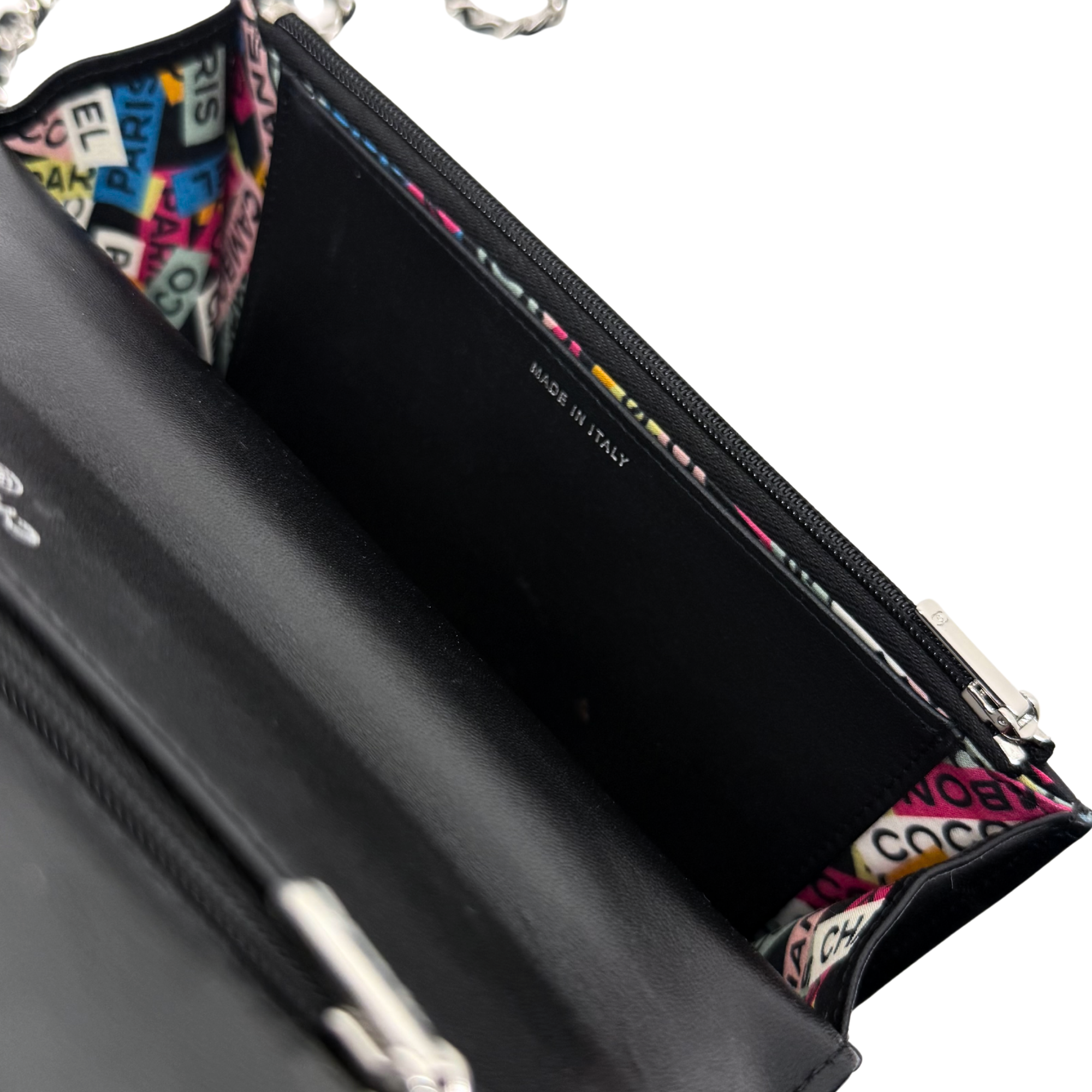 Chanel black top handle silver