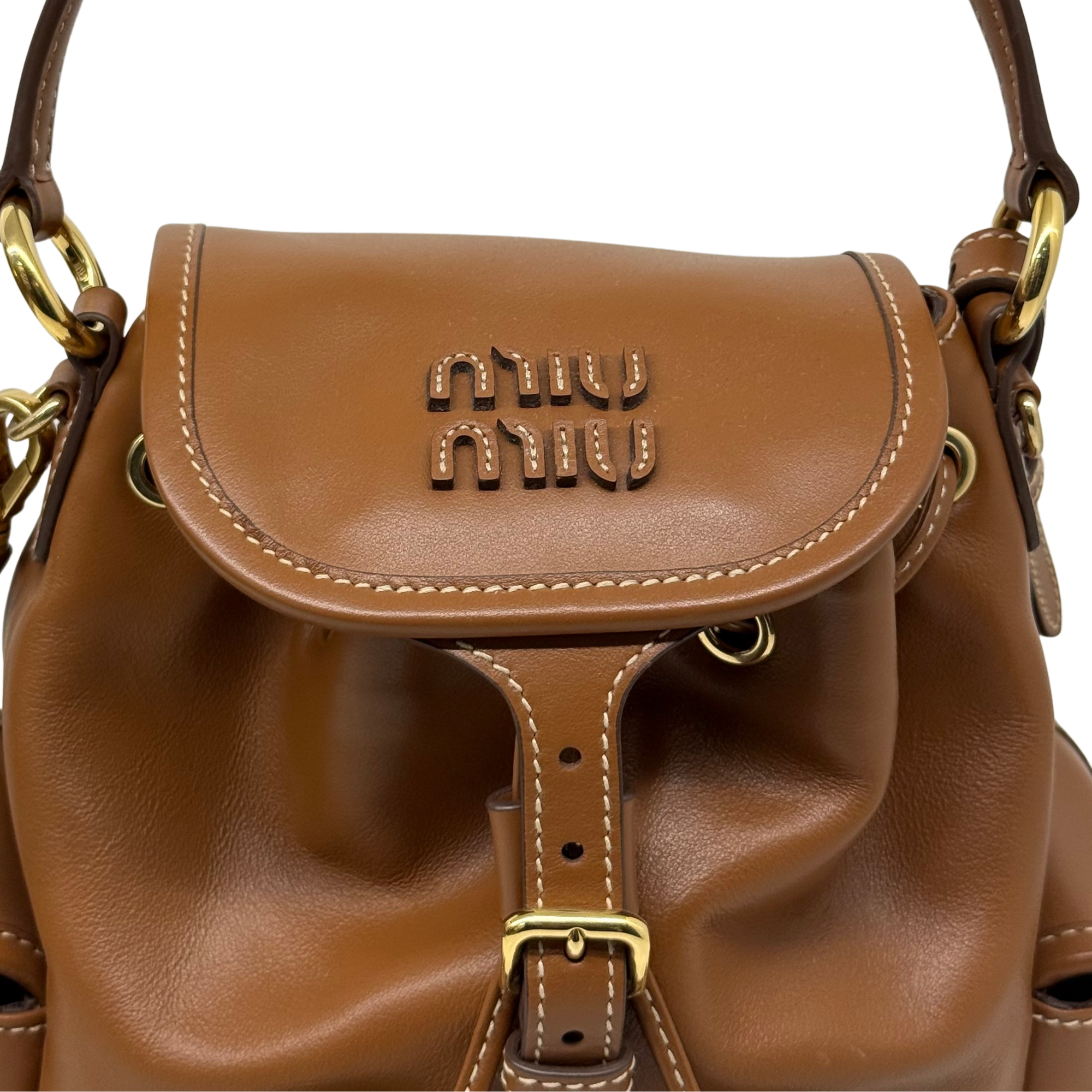 Miu Miu Leather Brown backpack (pre-owned)