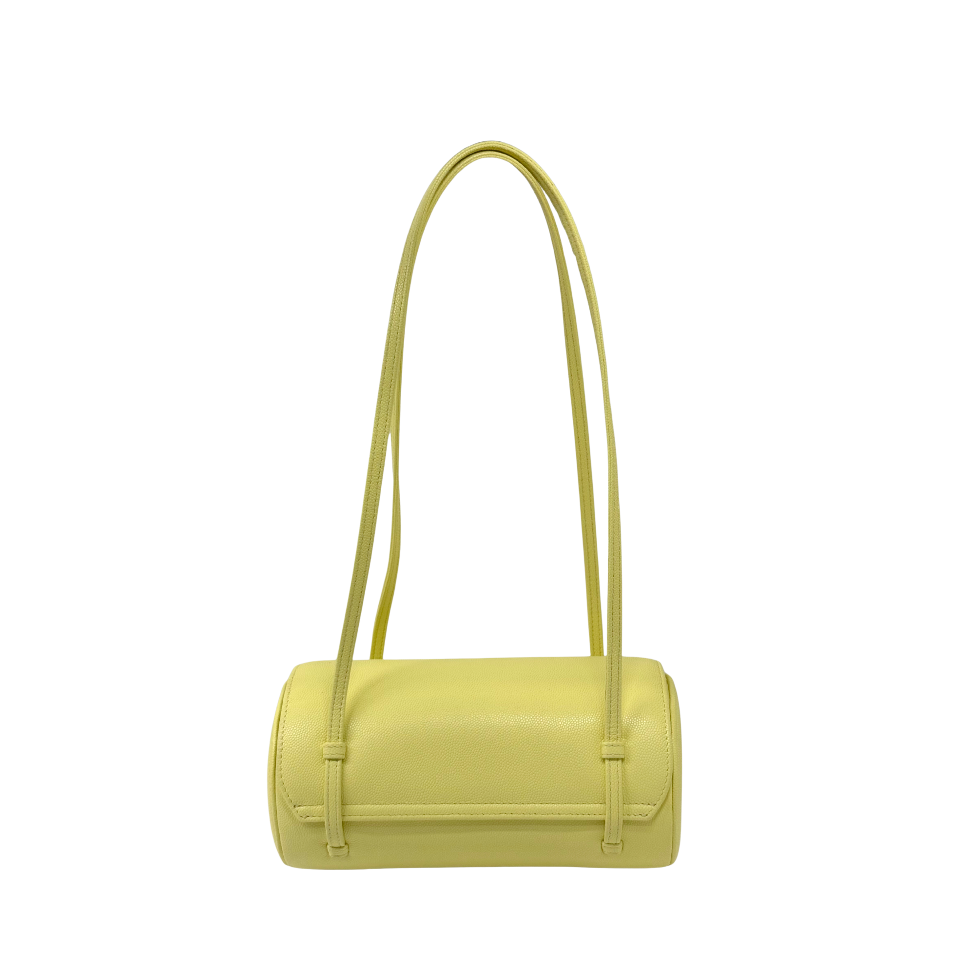 Chanel Preppy Coco Small Light Yellow Shiny Caviar Leather Bowling Bag (pre-owned)