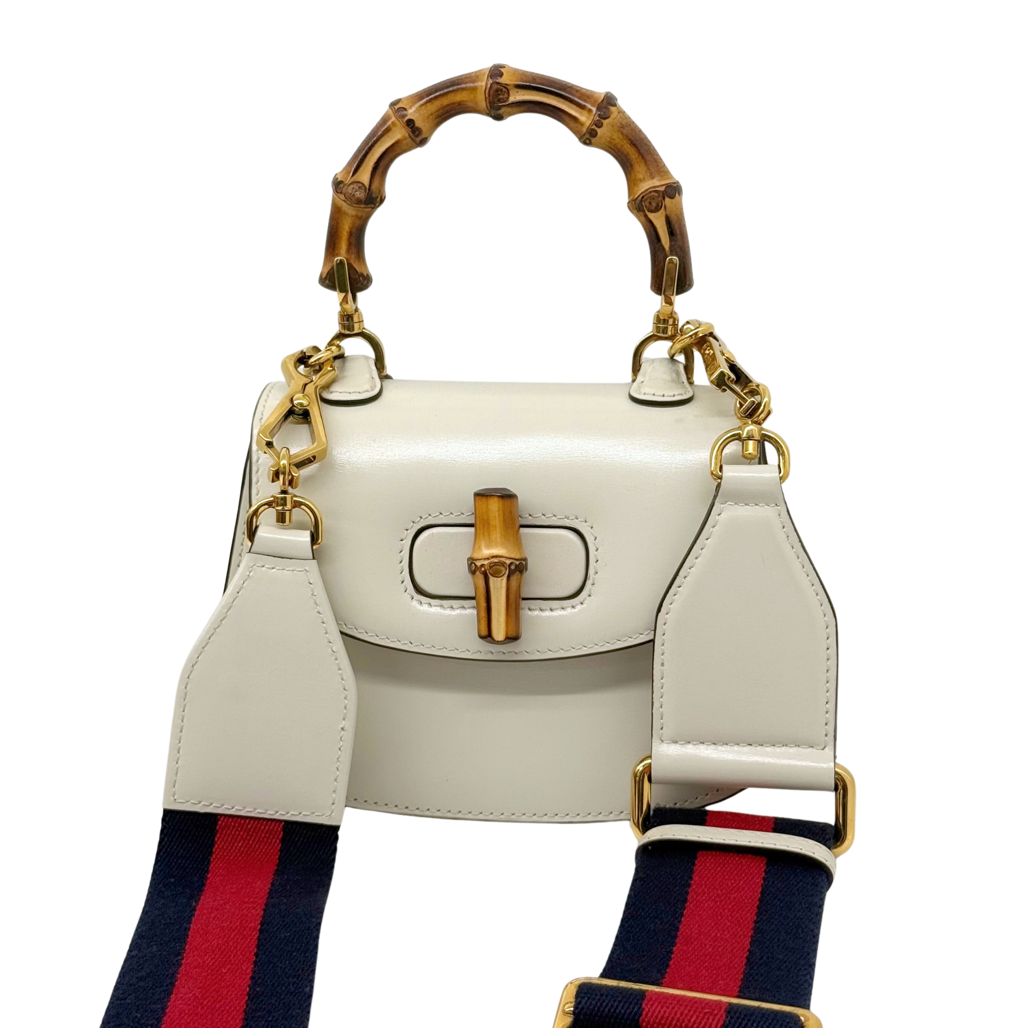 Gucci 1947 Mini White Patent Leather Top Handle Bag (pre-owned)