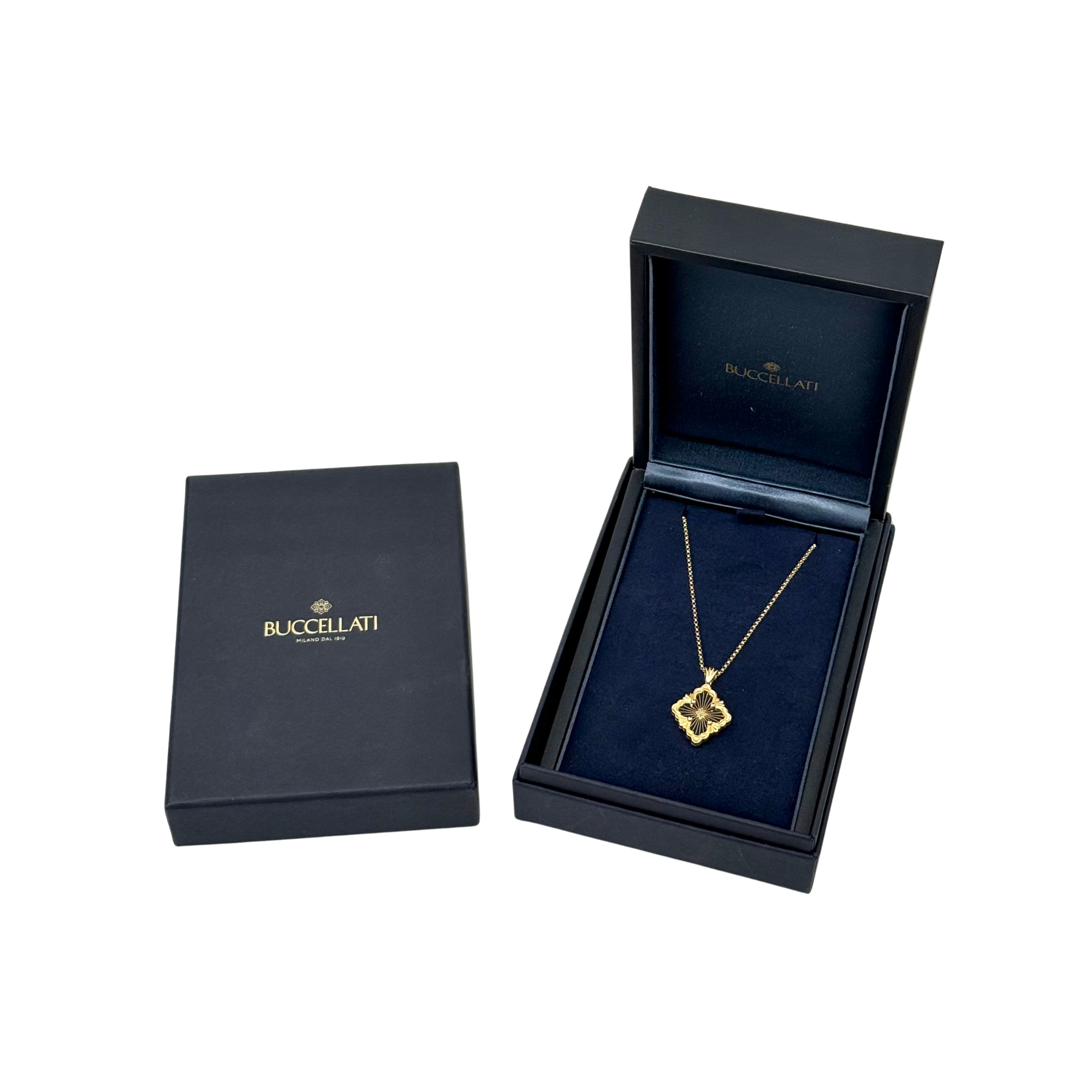 Buccellati Opera Tulle Pendant In Yellow Gold With Blue Enamel (pre-owned)