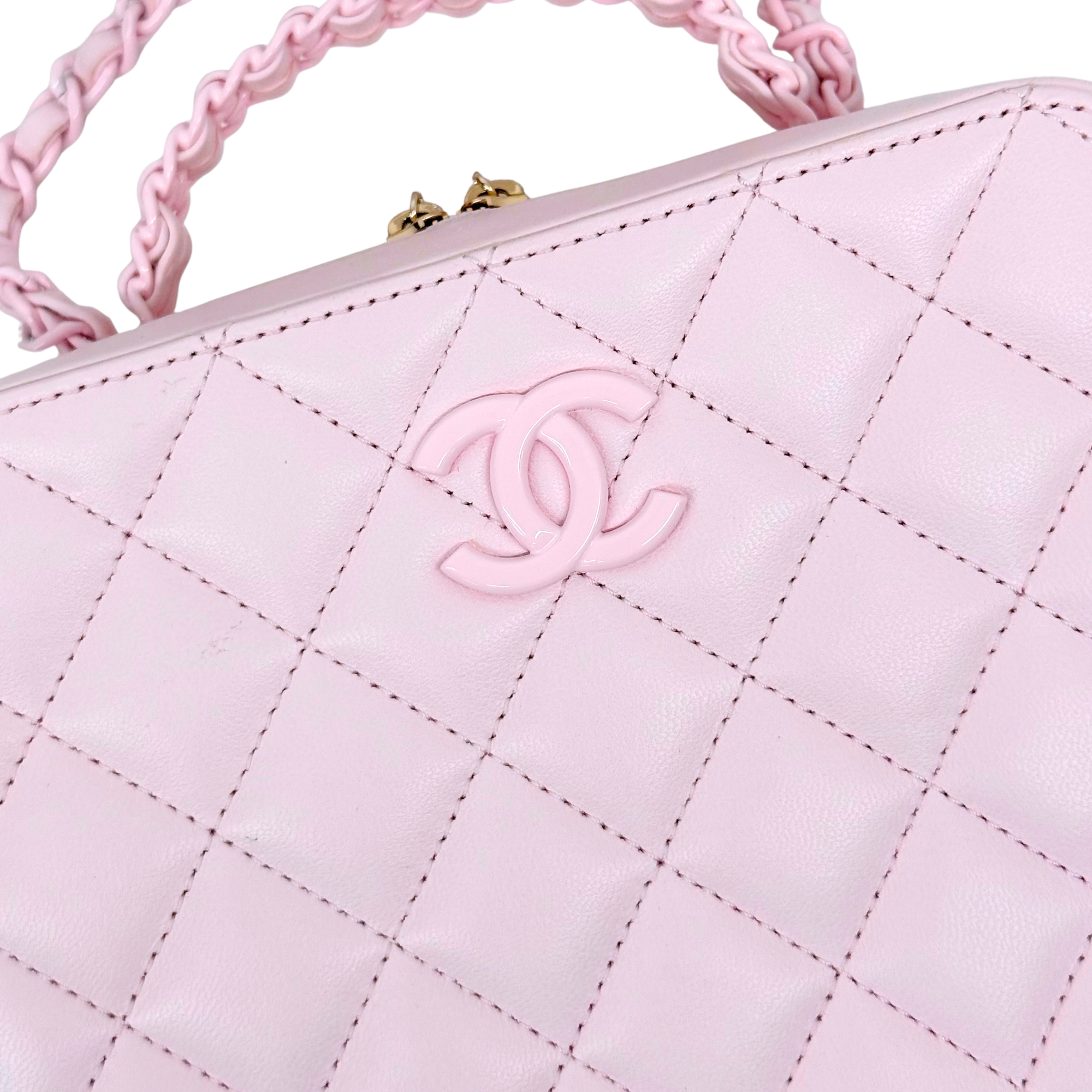 Chanel Pink Vanity Case In Lambskin & Lacquered Metal Microchipped (pre-owned)