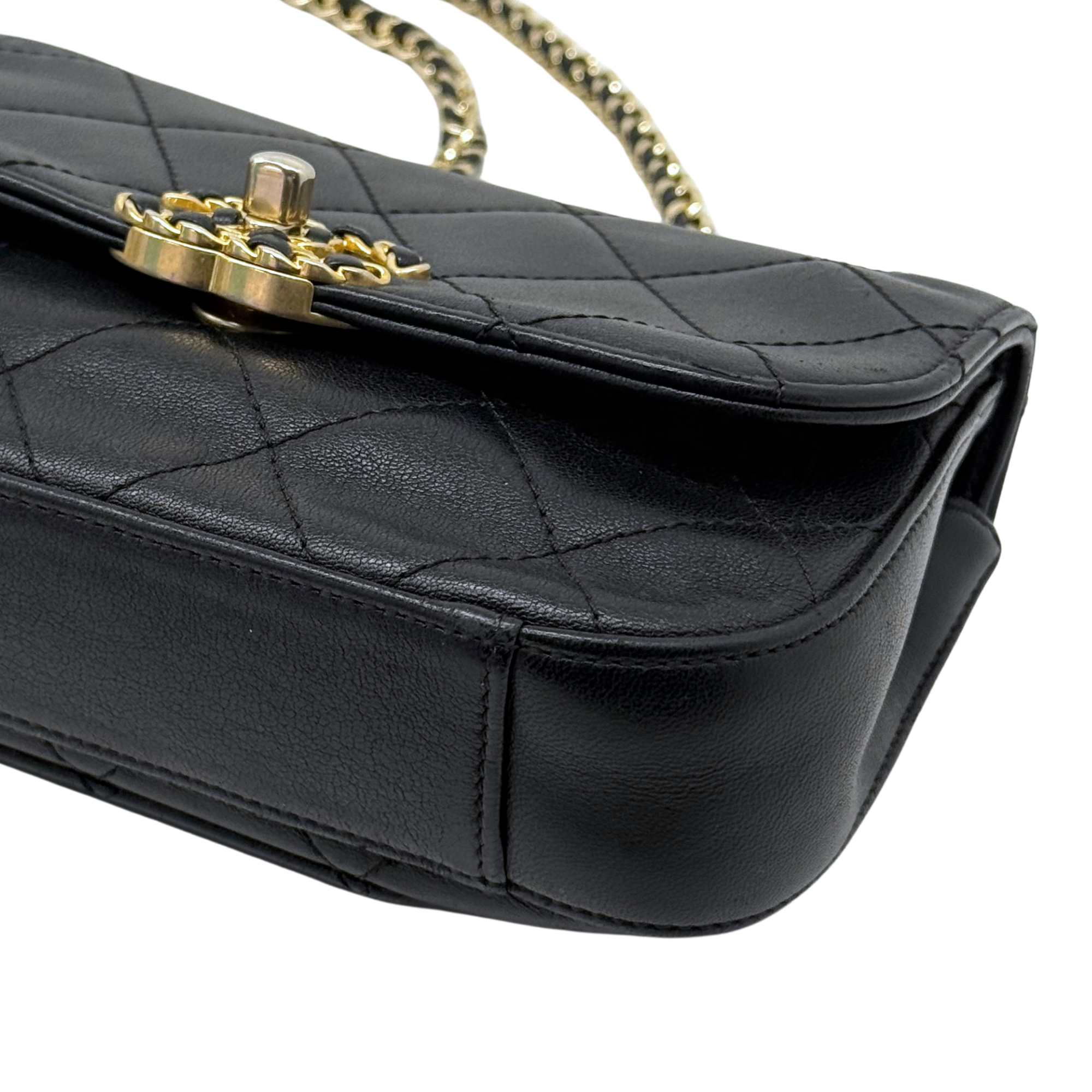 Chanel Lambskin Quilted Chain Infinity Waist Belt Bag (pre-owned)
