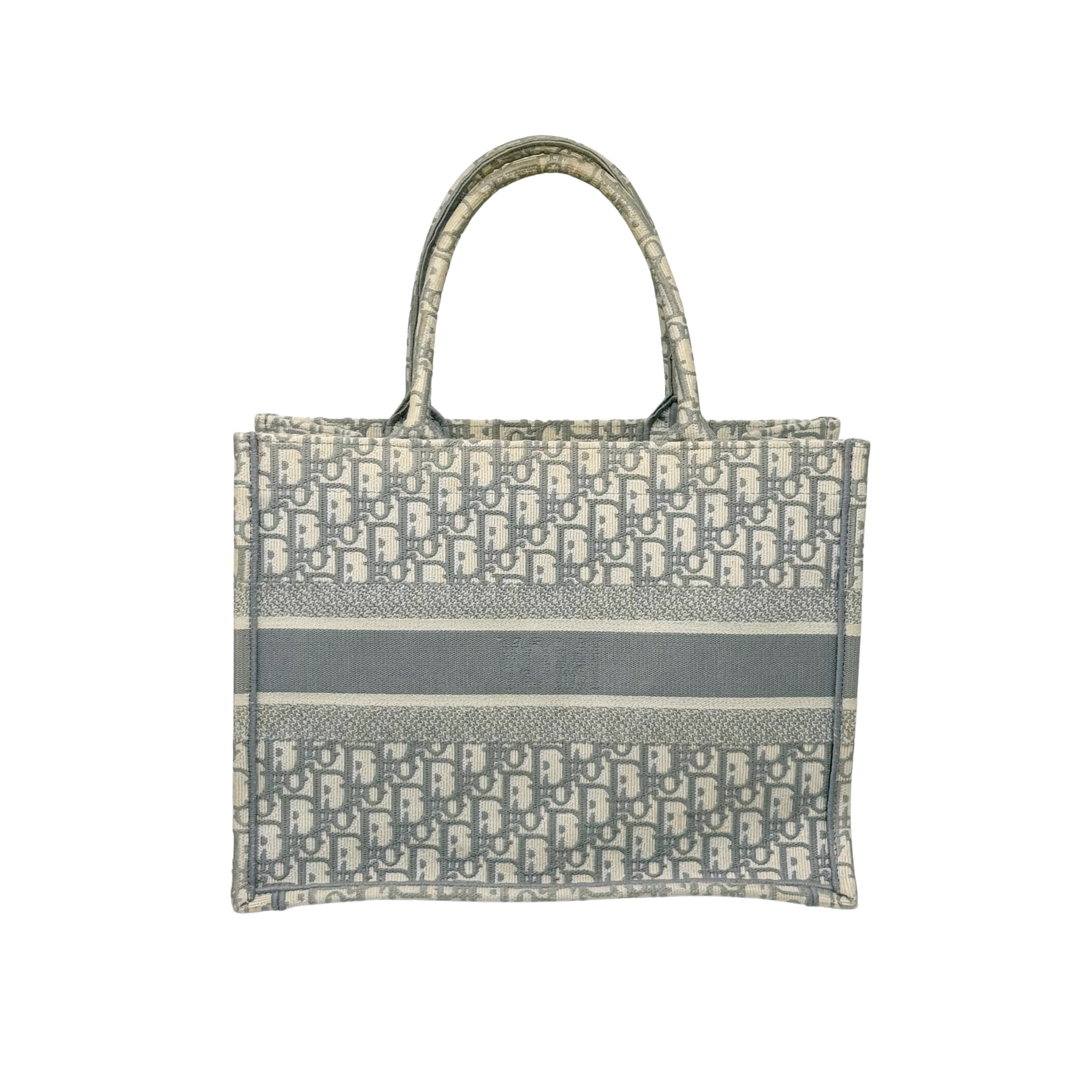 Christian Dior Oblique Book Tote Medium Grey Canvas Tote Bag (pre-owned)