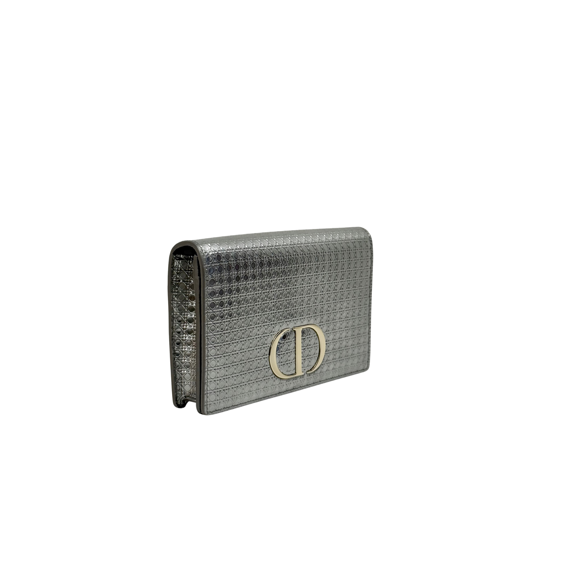 Christian Dior Metallic Silver Micro Cannage 30 Montaigne 2-in-1 Pouch (pre-owned)