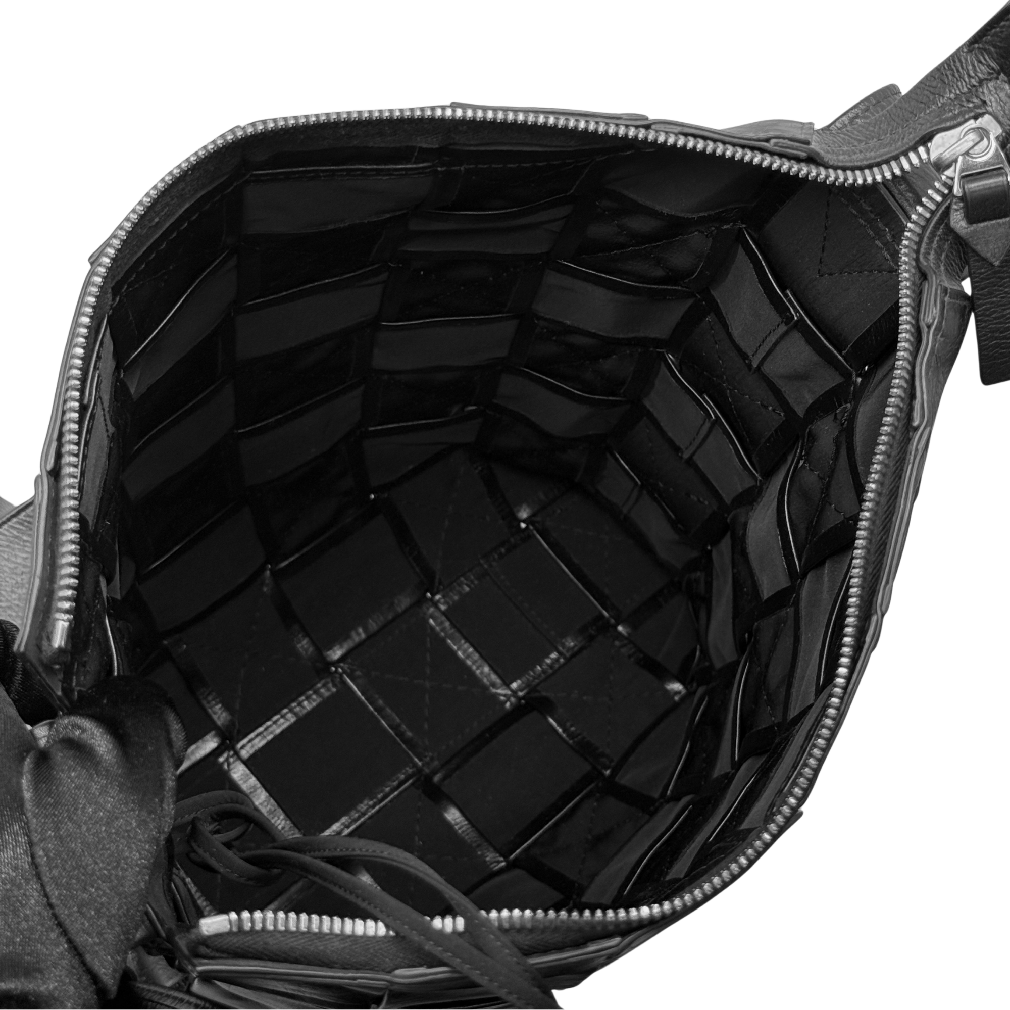 Bottega Veneta Black Intreccio Leather Cassette Messenger Bag (brand new)