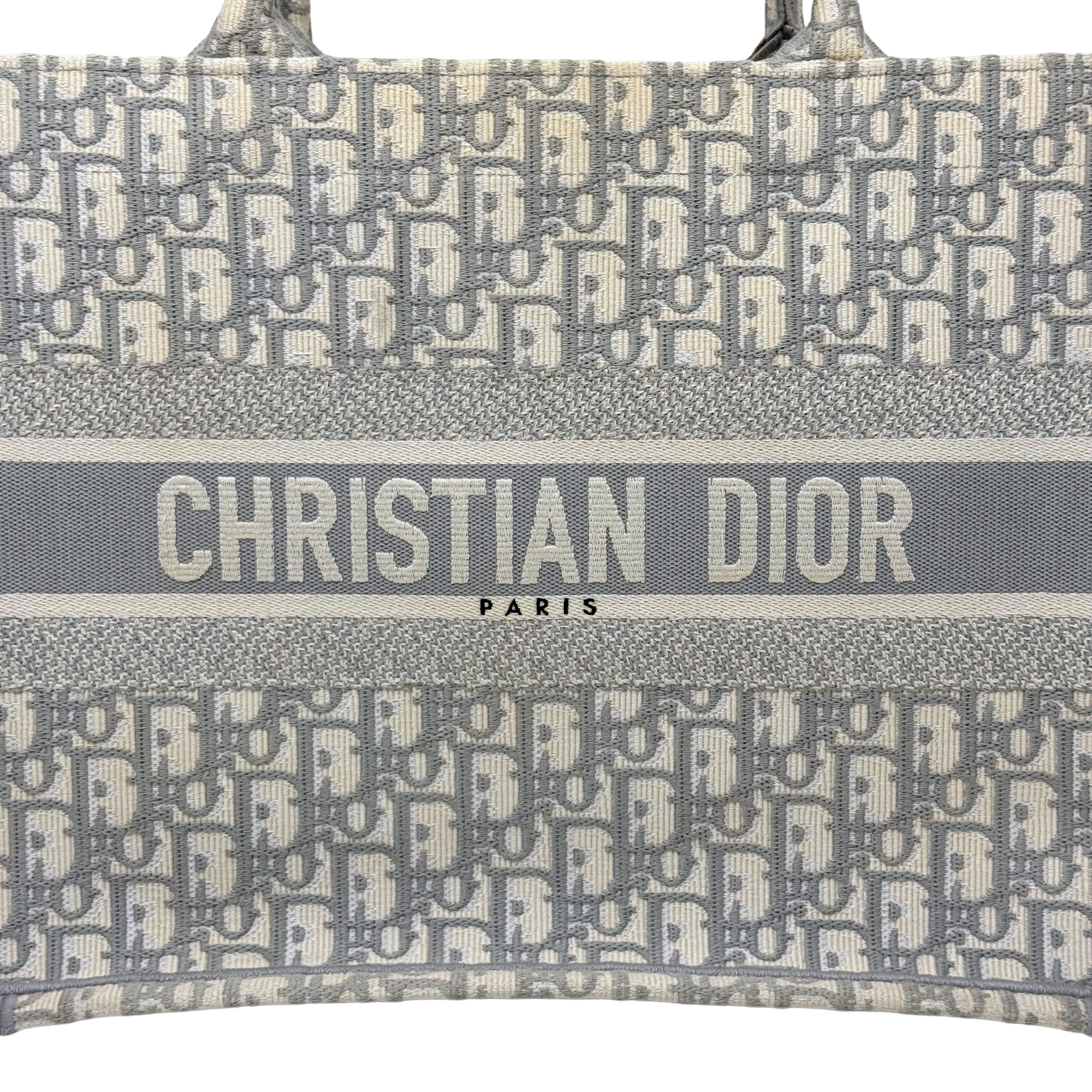 Christian Dior Oblique Book Tote Medium Grey Canvas Tote Bag (pre-owned)