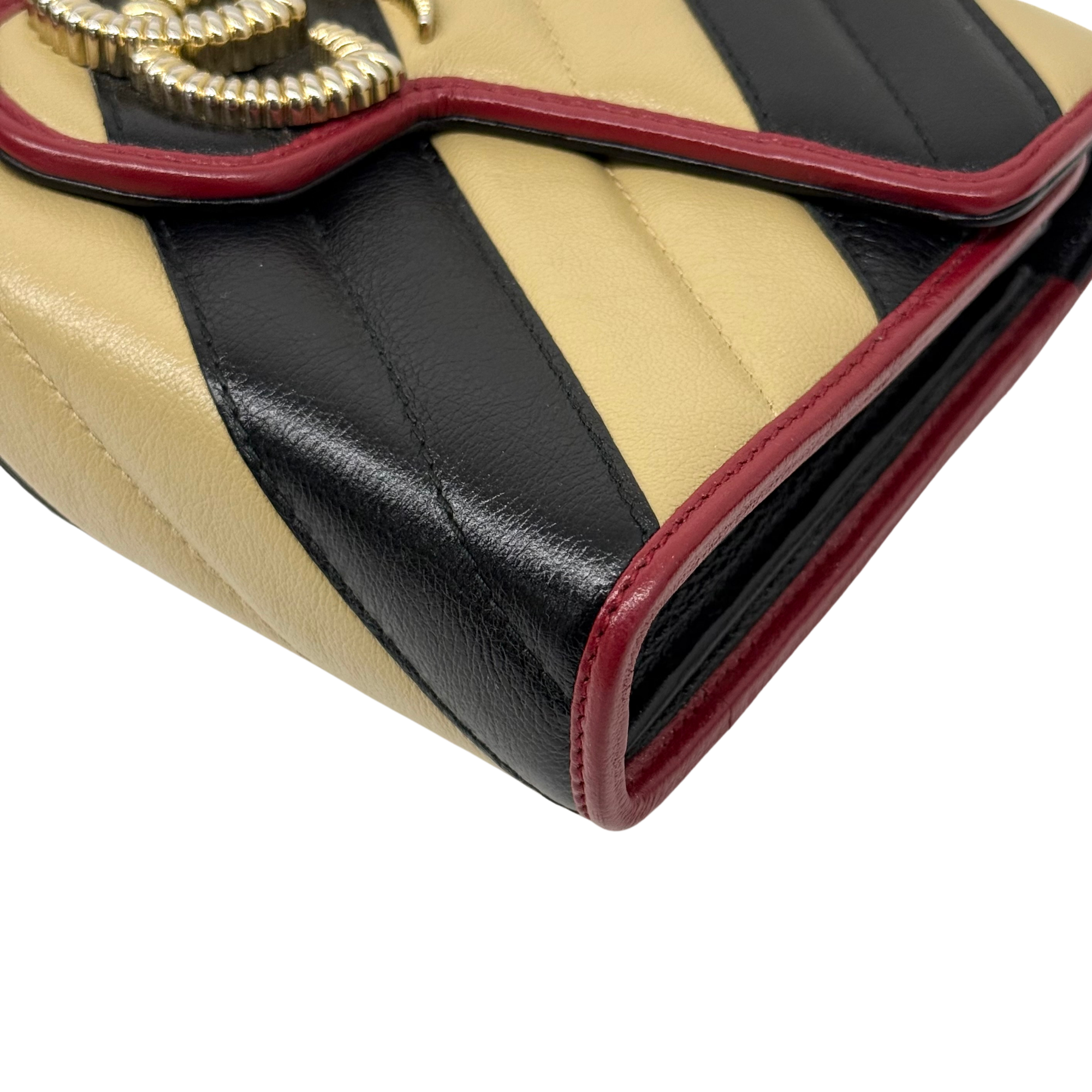 Gucci Bicolor Torchon GG Marmont Chain Wallet (pre-owned)