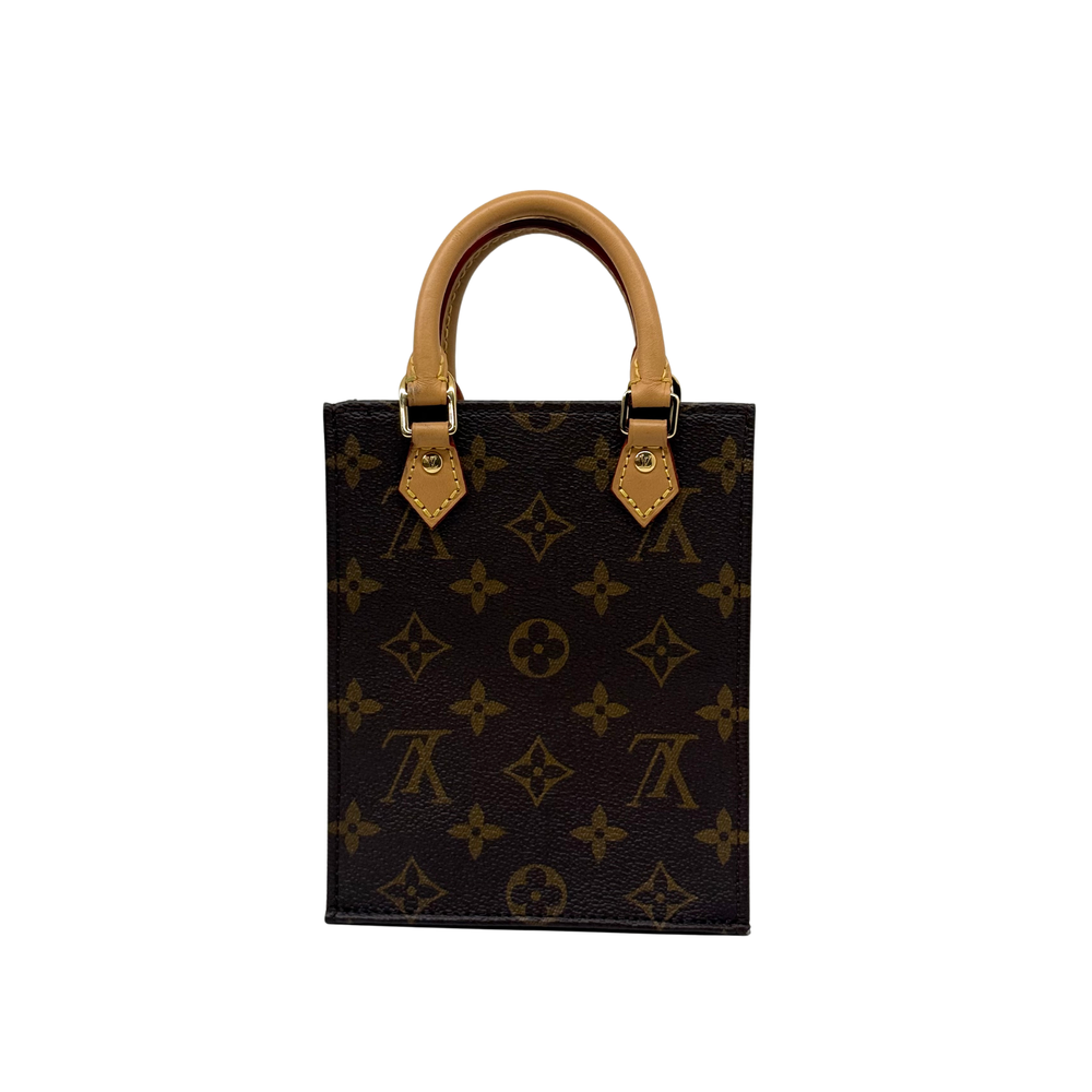 Pre-owned Louis Vuitton monogram canvas tote bag with tan leather handles