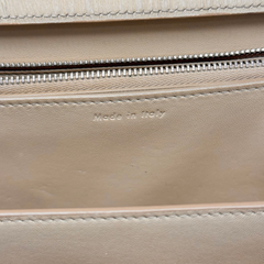 Beige Celine box shoulder bag close-up of interior lining and zipper track