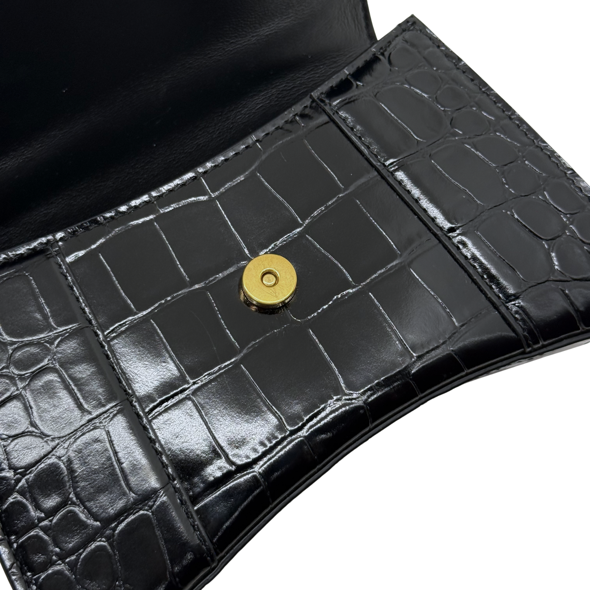 Balenciaga Crocodile-embossed leather Hourglass XS top-handle bag black (brand new)