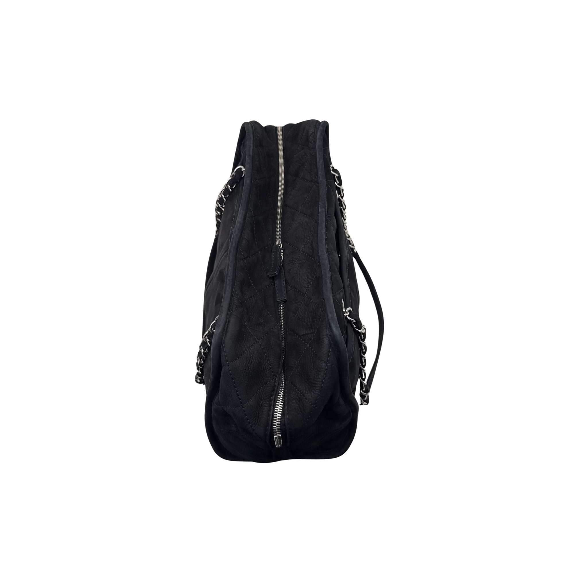 Chanel 2011 Black Nubuck Leather Large CC Shoulder Bag (pre-owned)