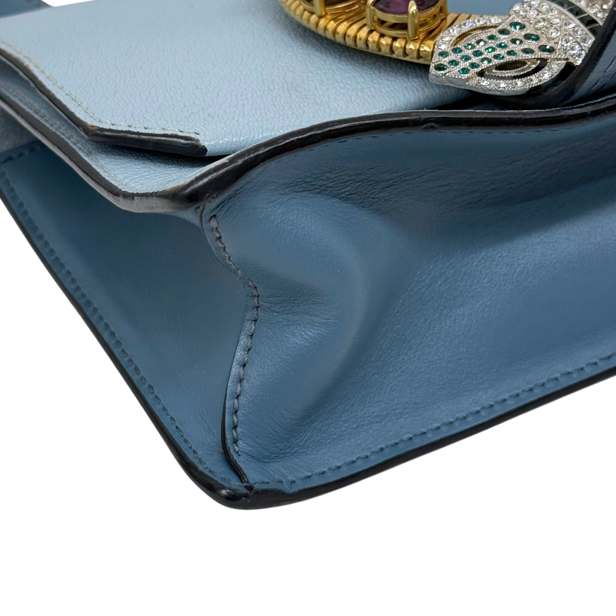 Pre-owned Miu Miu light blue bag corner with contrast edge stitching