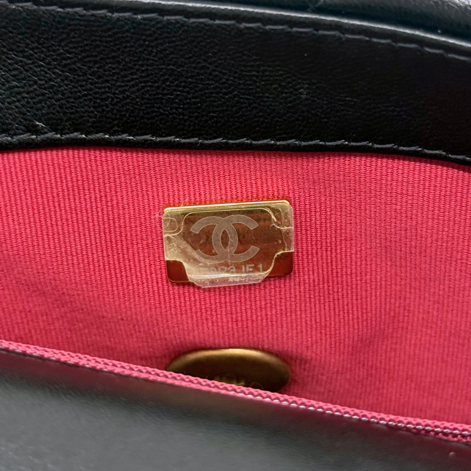 Chanel C19 Small Black Lambskin Leather Flap microchipped  (pre-owned)