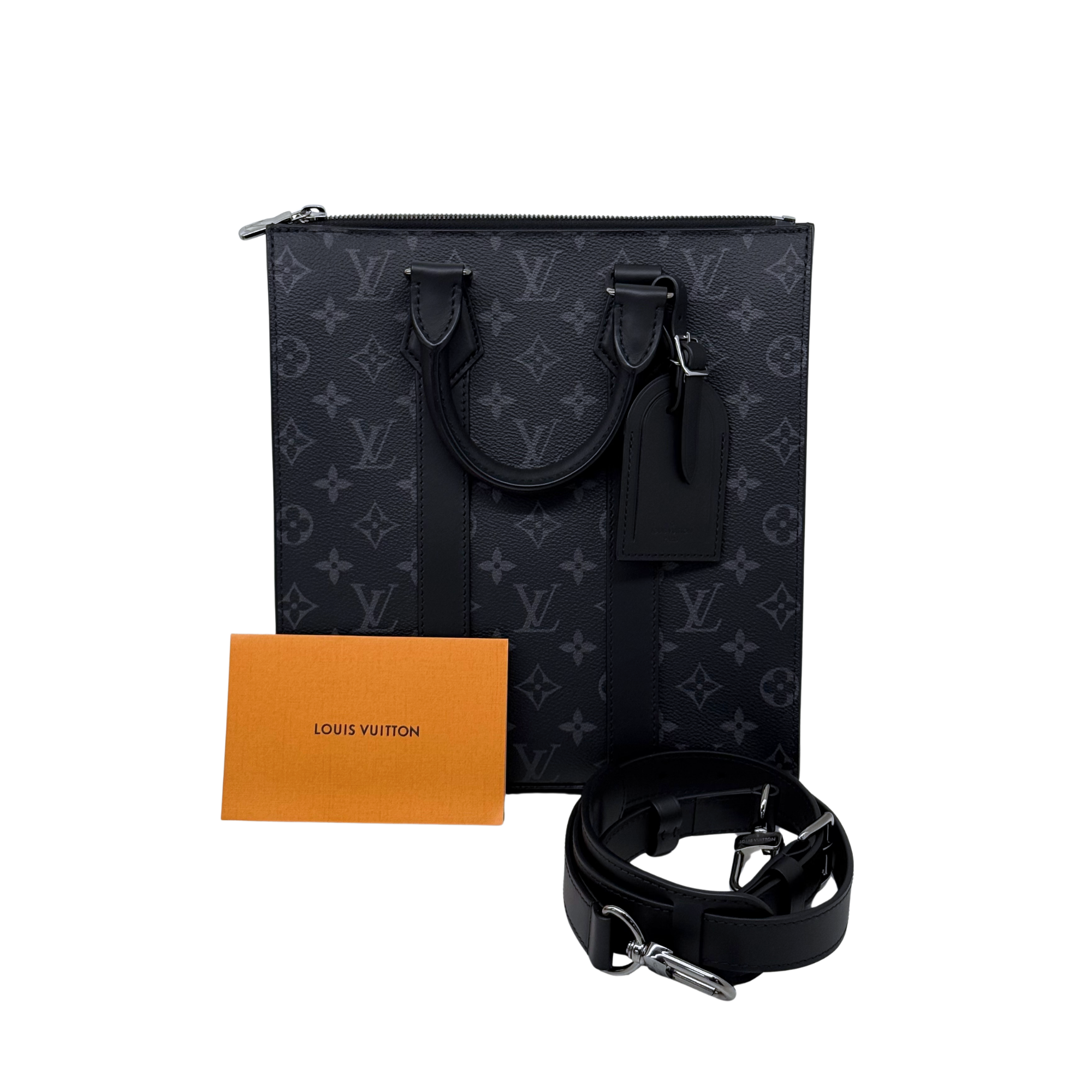 Louis Vuitton Sac Plat PM Monogram Eclipse Coated Canvas Top Handle Bag (brand new)