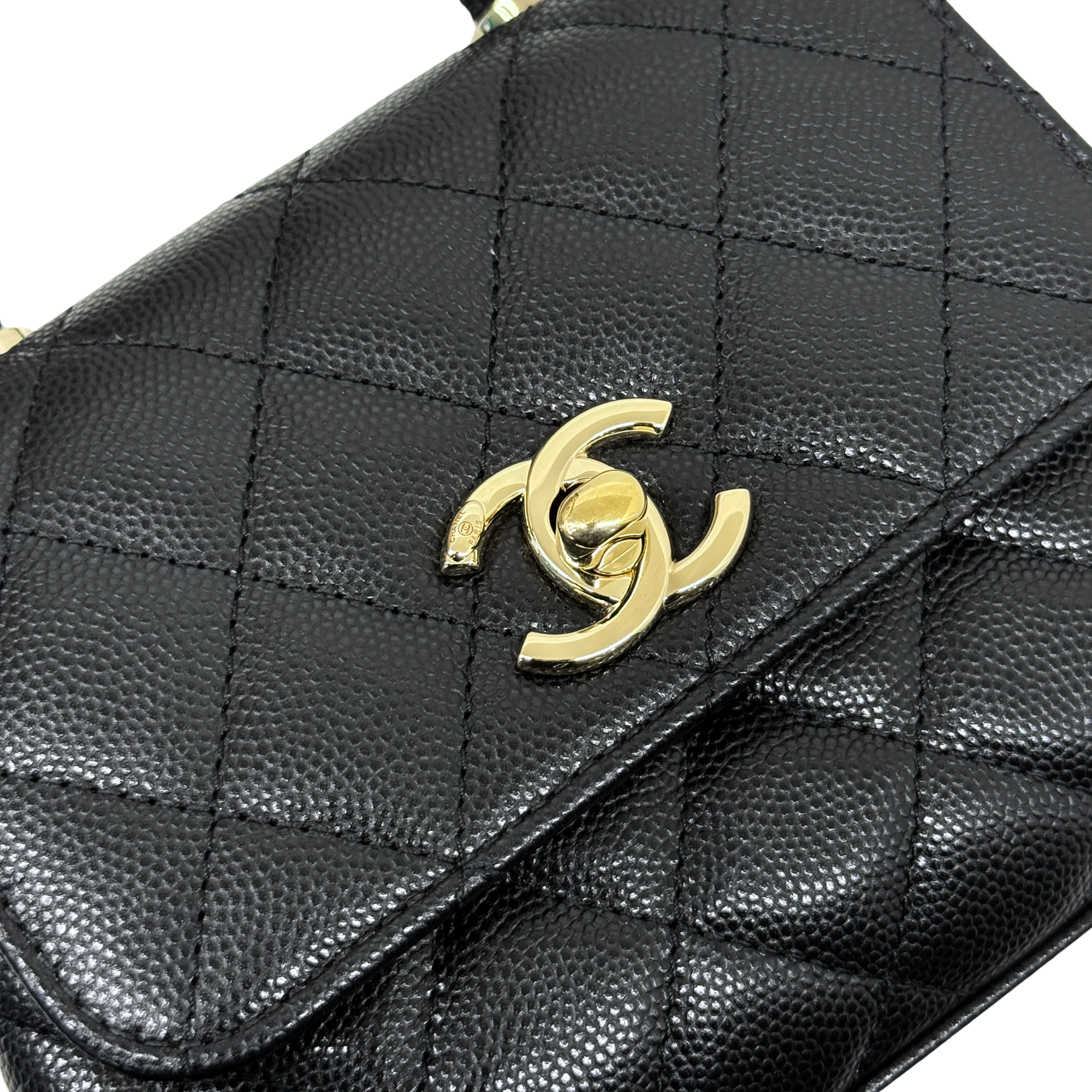 Chanel top handle black caviar