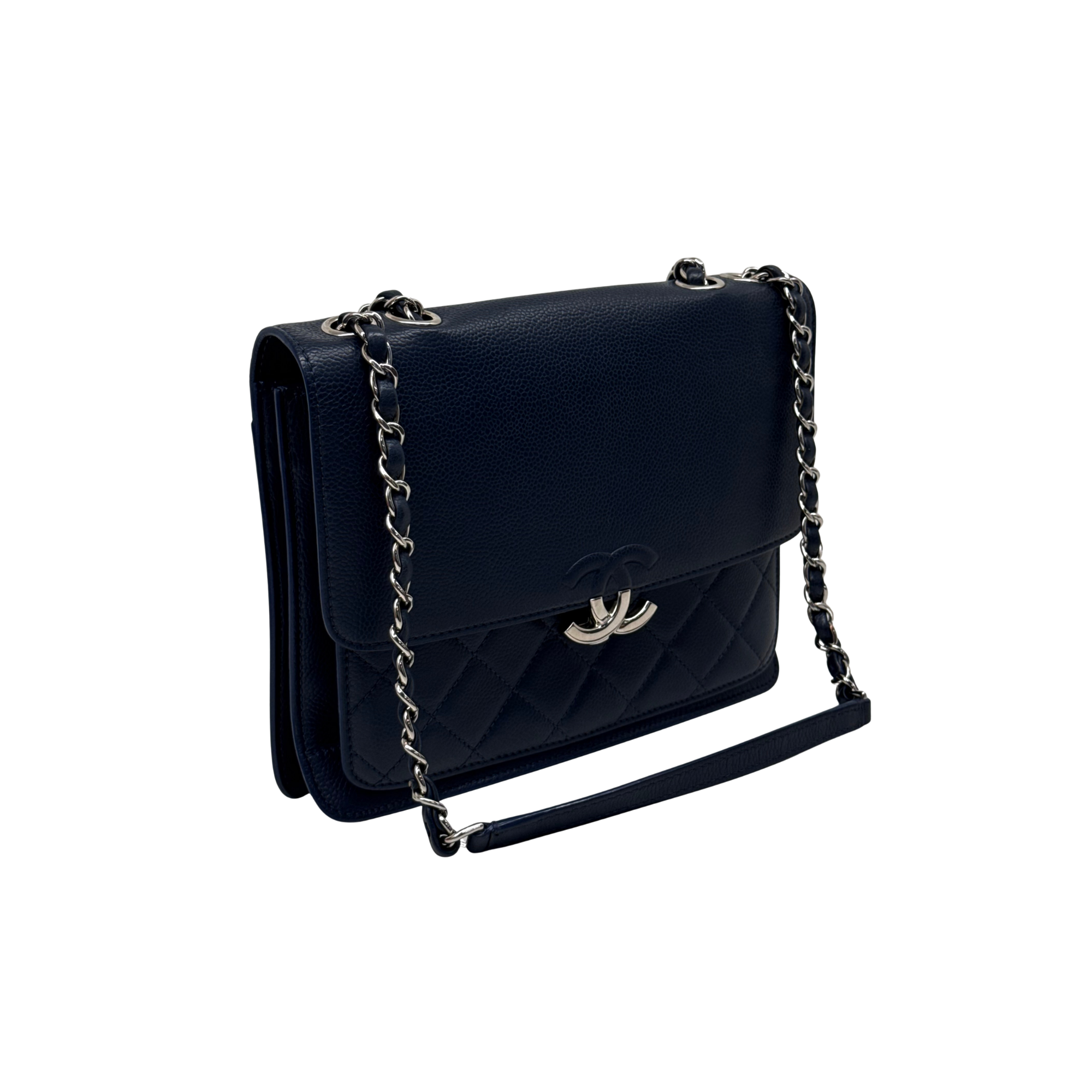 Chanel 2017 Chanel Navy Blue Quilted Leather Urban Companion Flap Bag (pre-owned)