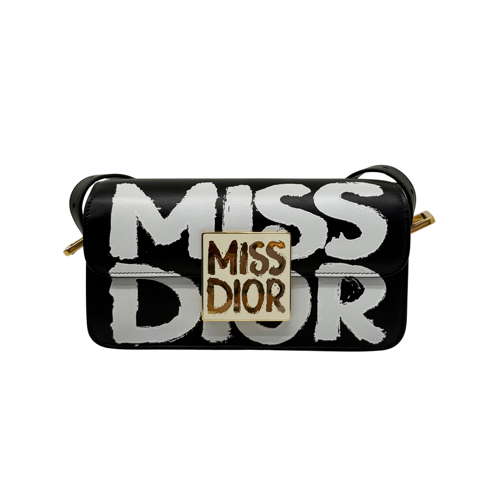 Dior Calfskin Graffiti Printed Miss Dior Flap Black White (brand new)