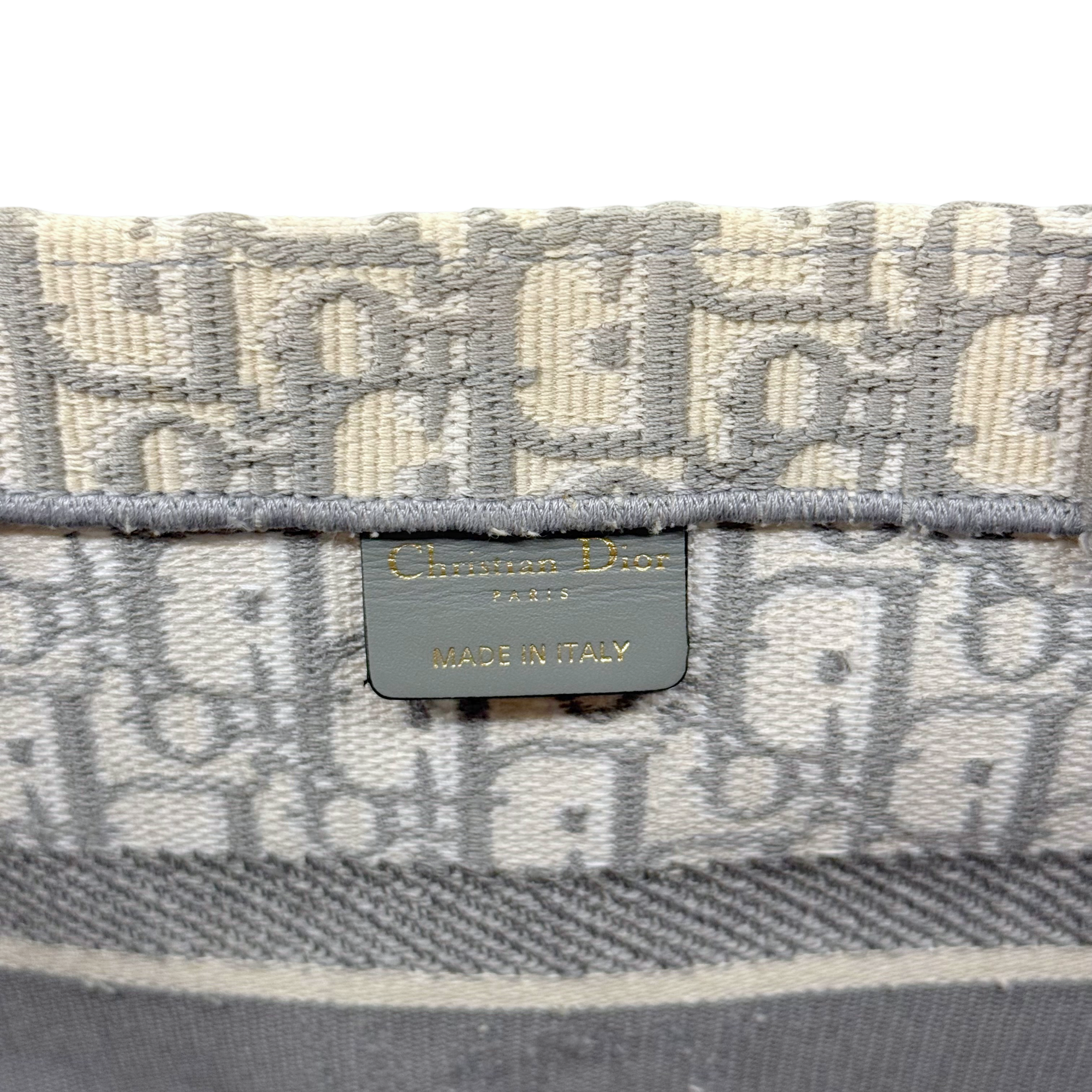 Christian Dior Oblique Book Tote Medium Grey Canvas Tote Bag (pre-owned)
